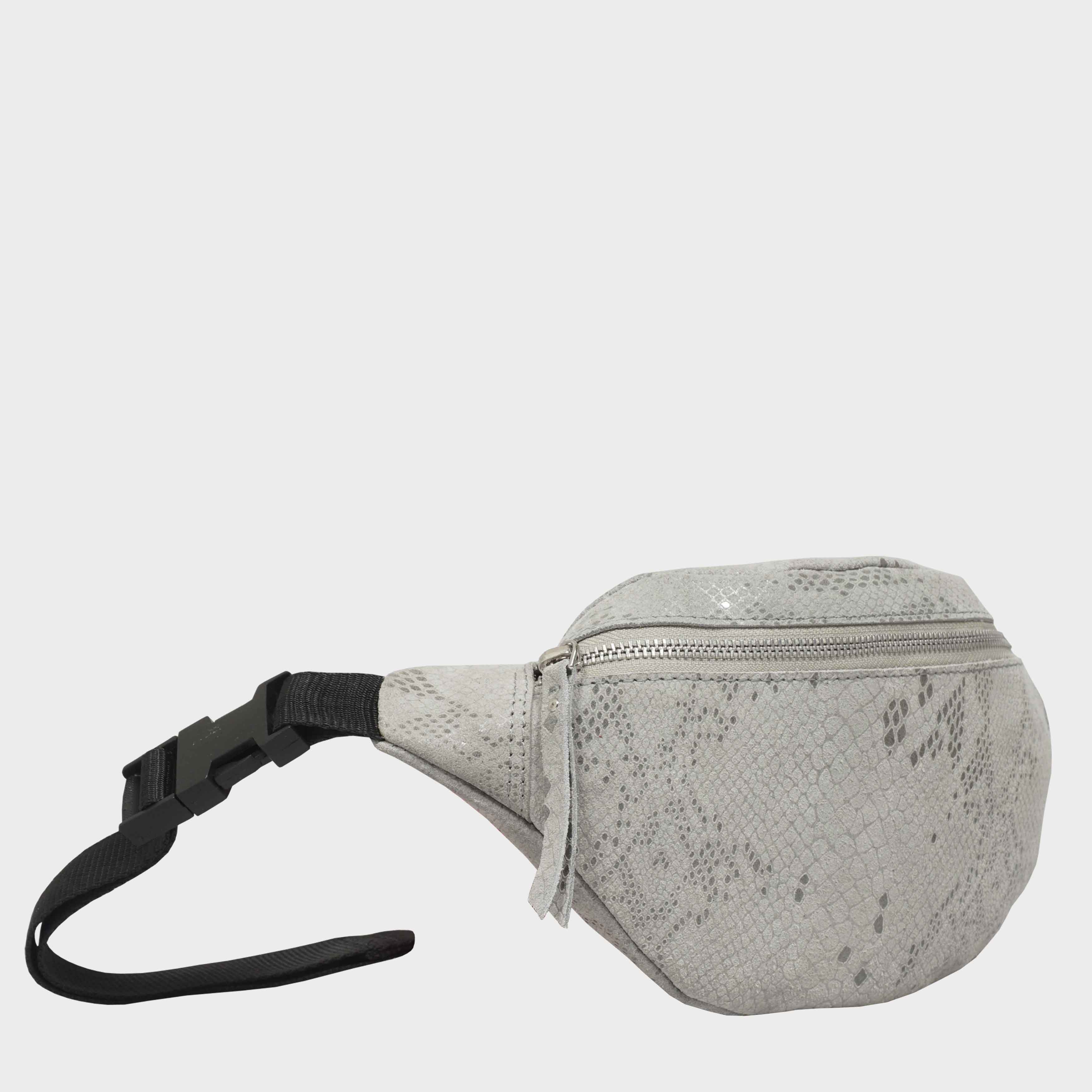 Grey 'NOAH' Real Leather Bum Belt Bag, Image 1 of 6