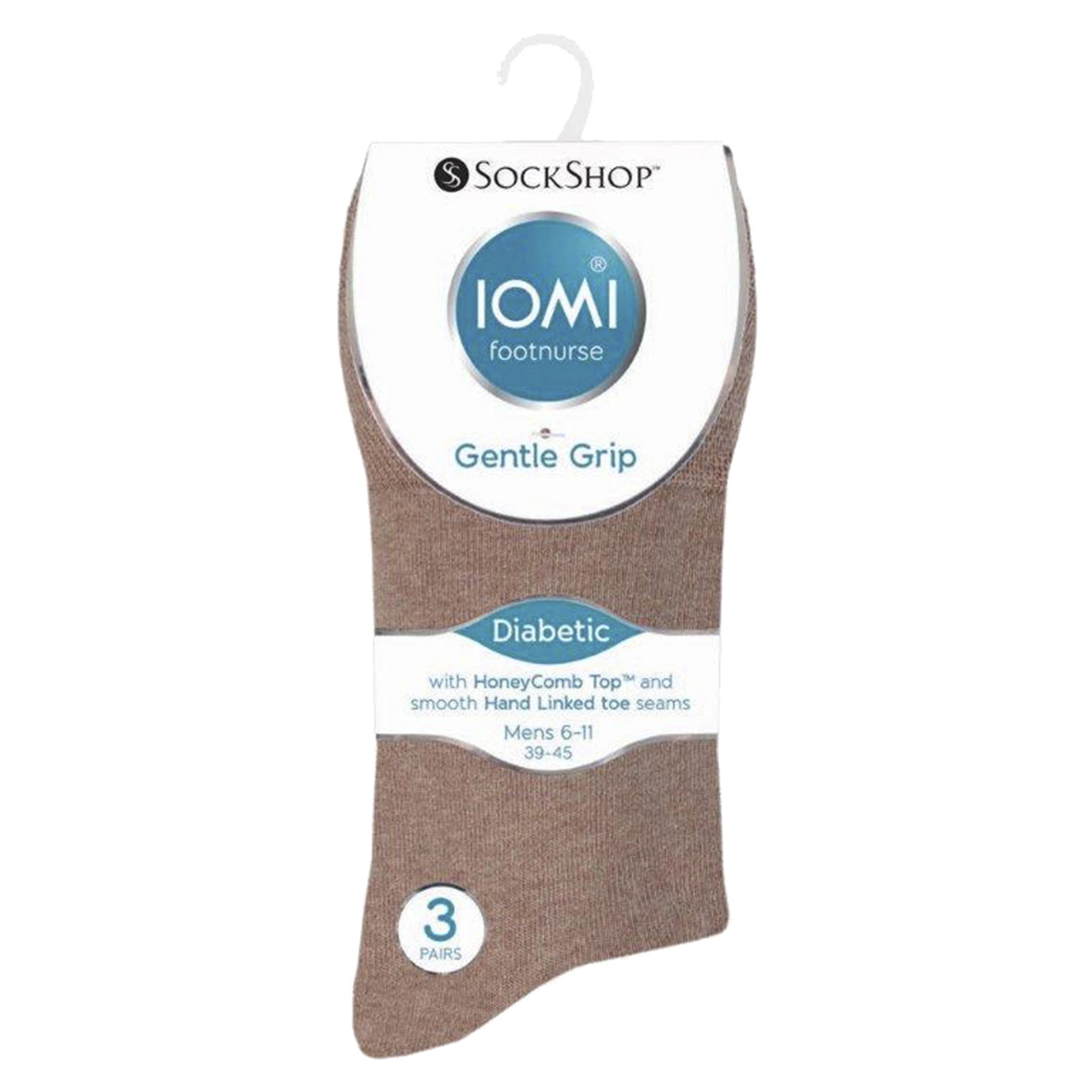 Beige 6 Pack Non Elastic Diabetic Socks, Image 5 of 5