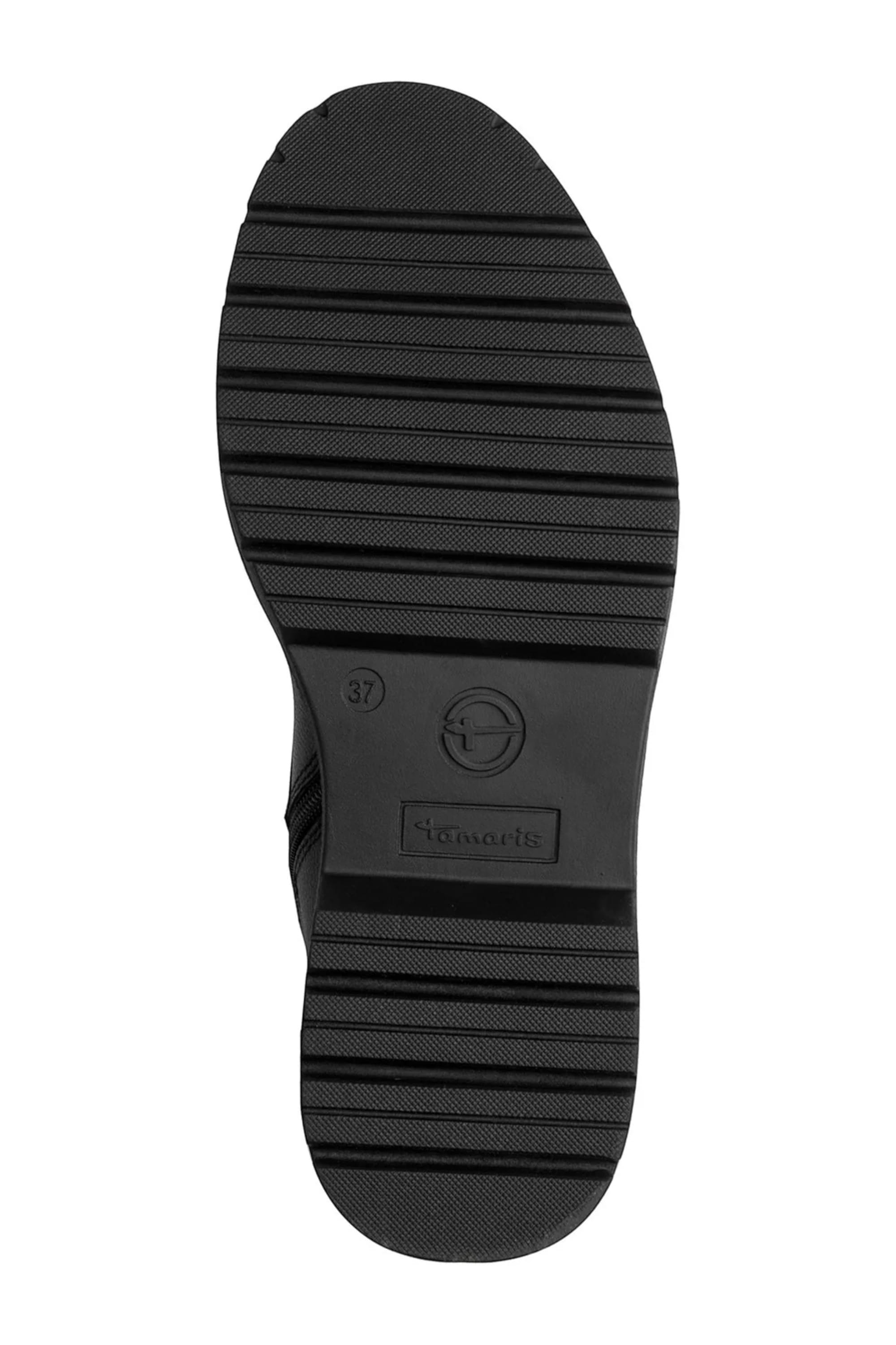 Black Tamaris Black Tamaris Womens Black Leather Combat Boot, Image 6 of 7