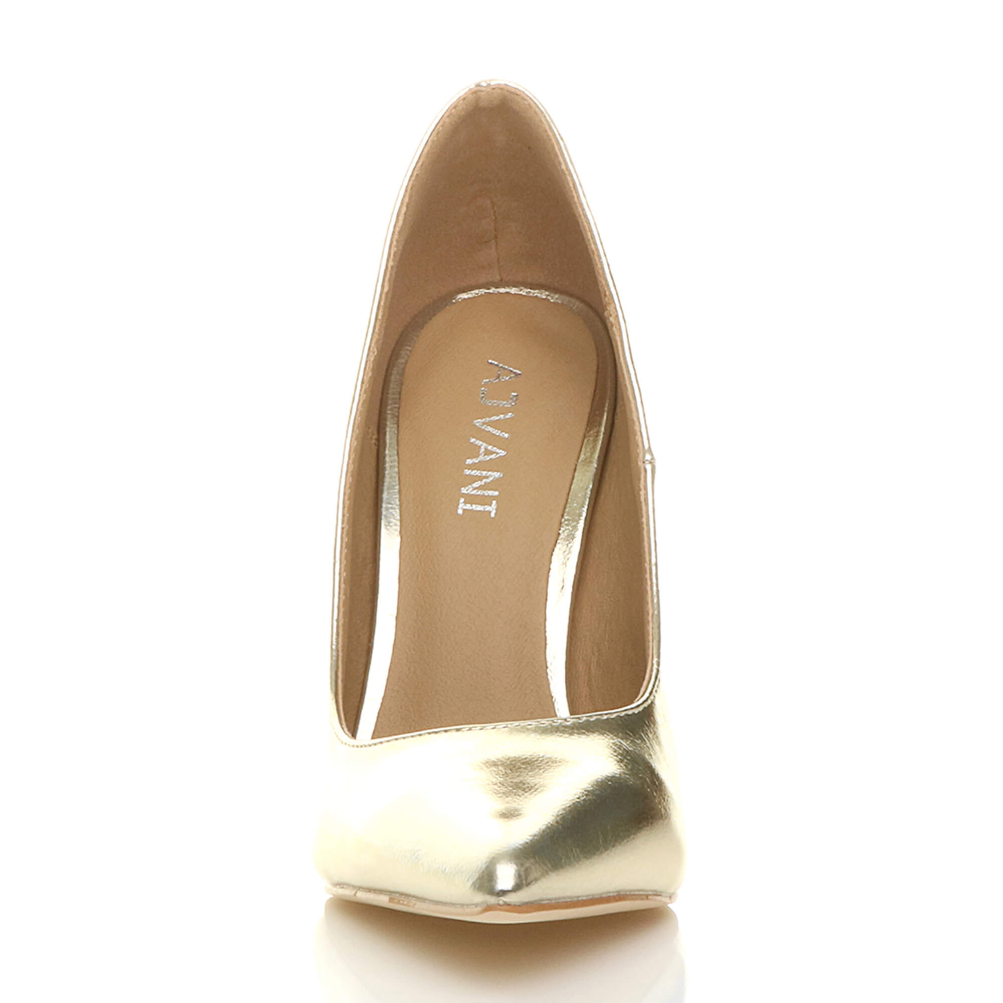 Gold High Heel Stiletto Pointed Toe Court Shoes, Image 6 of 6
