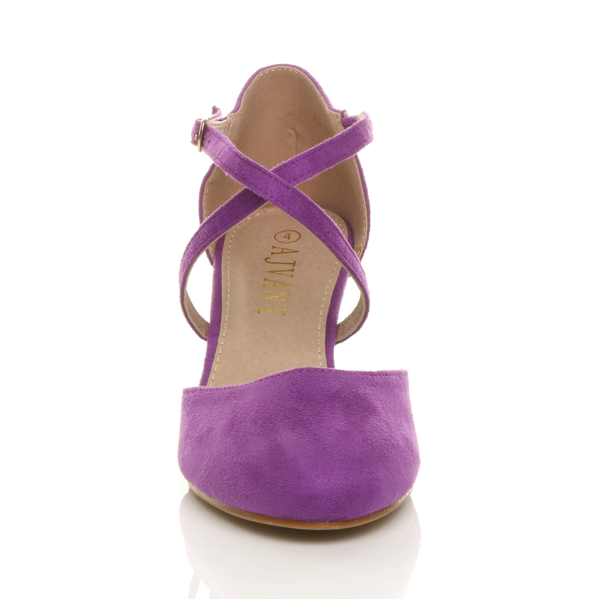 Purple AJVANI Purple Mid Heel Crossed Straps Court Shoes, Image 6 of 6