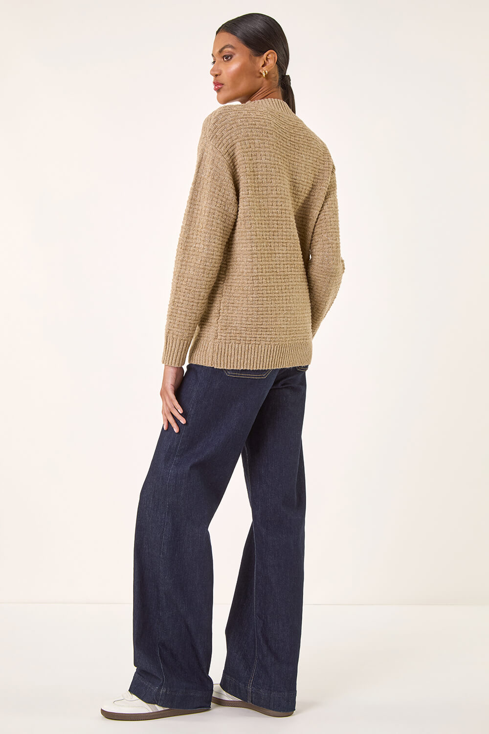 Taupe Sequin Bow Embellished Knit Jumper, Image 4 of 5