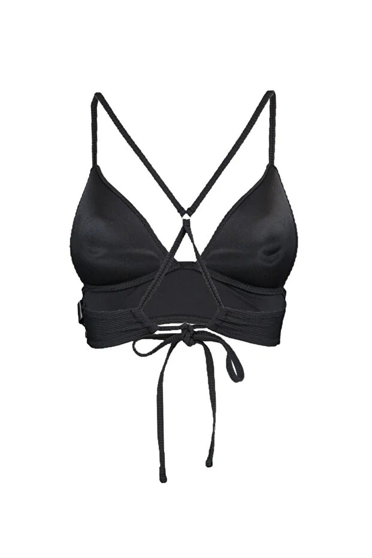 Black Textured Push Up Triangle Bikini Top with Supportive Underband, Image 3 of 5