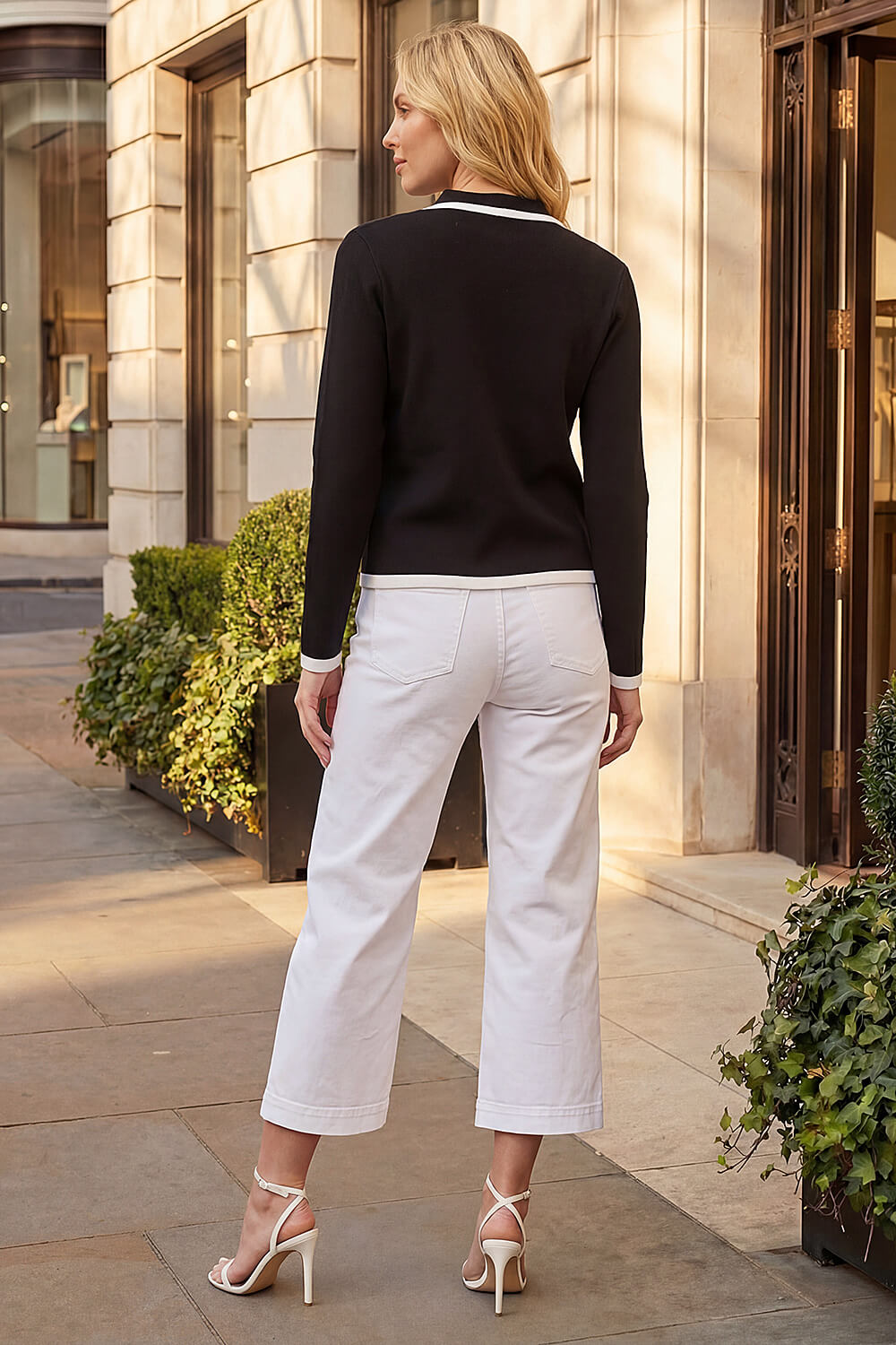 Black Diamante Button Knit Jacket, Image 4 of 4
