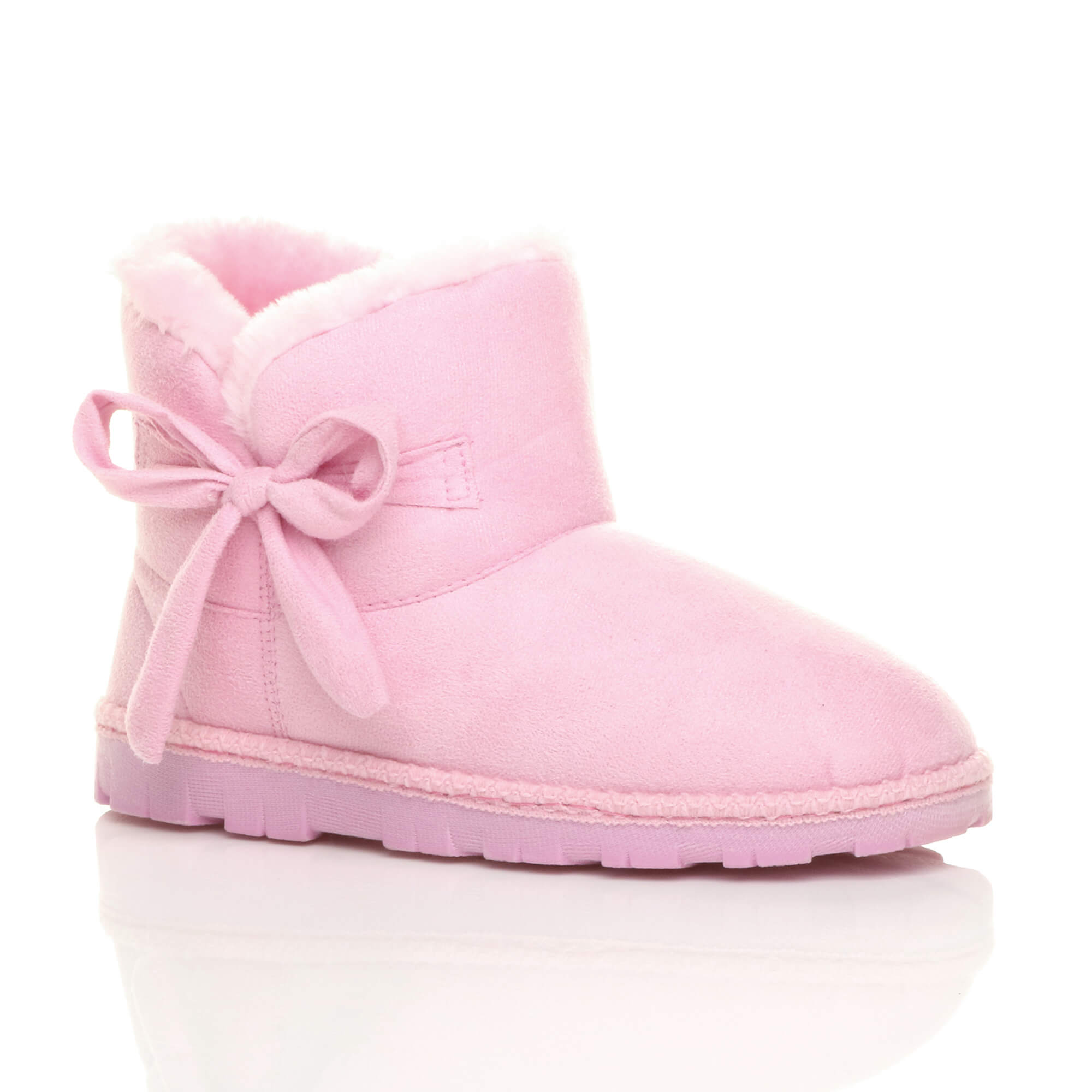 Pink Faux Fur Lined Ankle Boots Slippers, Image 1 of 6