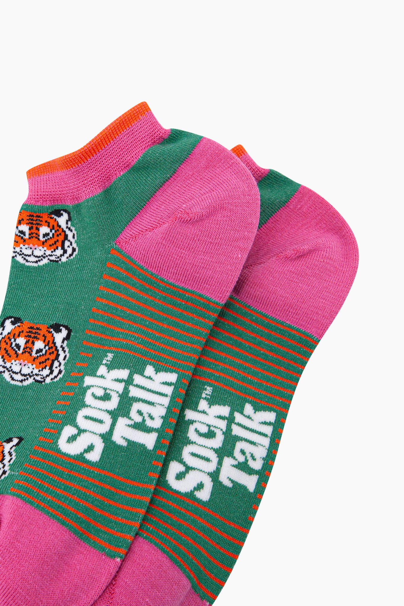 Green Tiger Faces Bamboo Trainer Socks in Green, Image 2 of 4