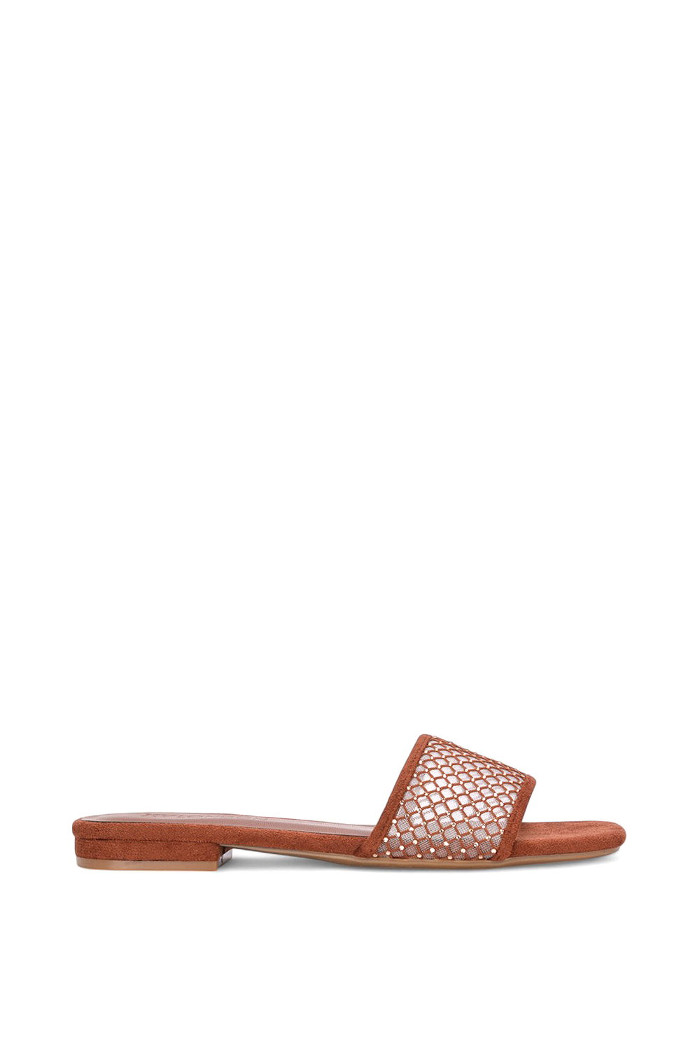 Black 'Gabrielle' Flat Slip On Open Toe Diamante Slider Mule Sandals