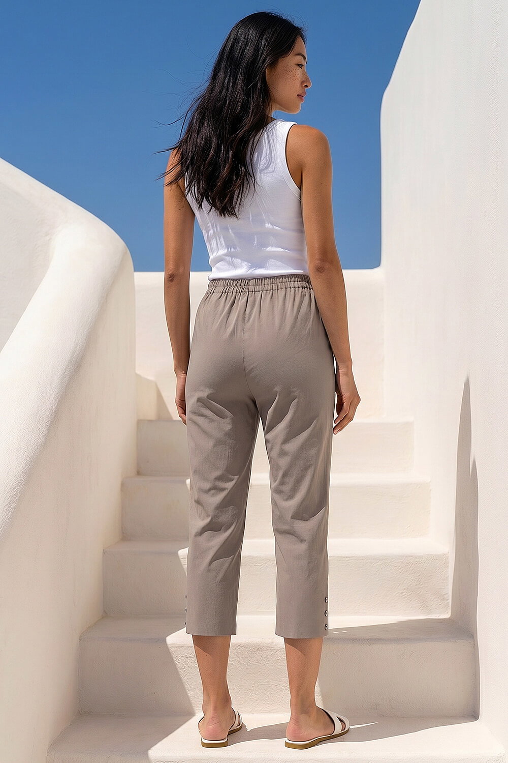 Taupe Petite Bengaline Cropped Trouser, Image 4 of 4