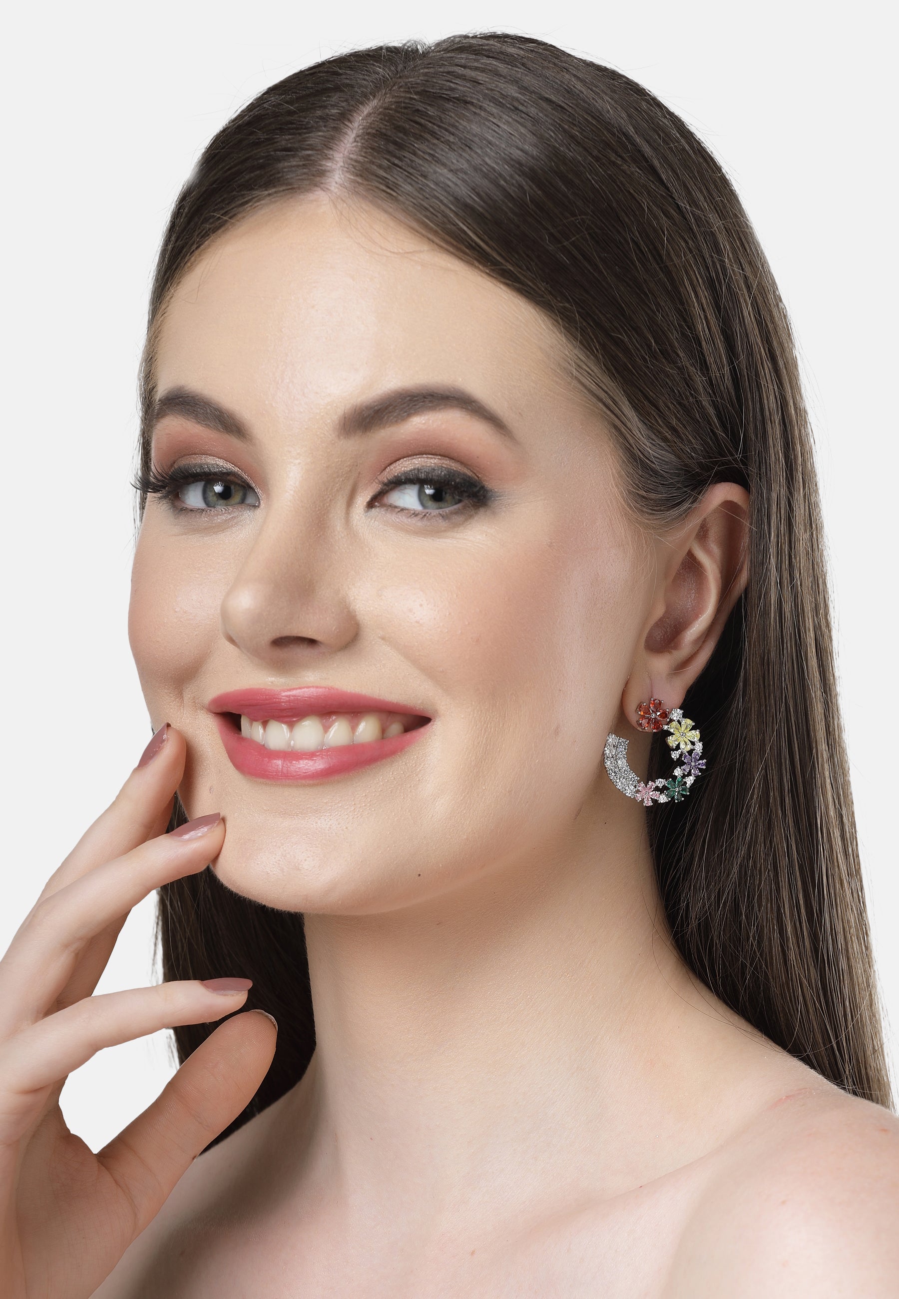 Silver AVANT-GARDE PARIS Silver Diva Collection Dainty Floral Hoops, Image 4 of 5