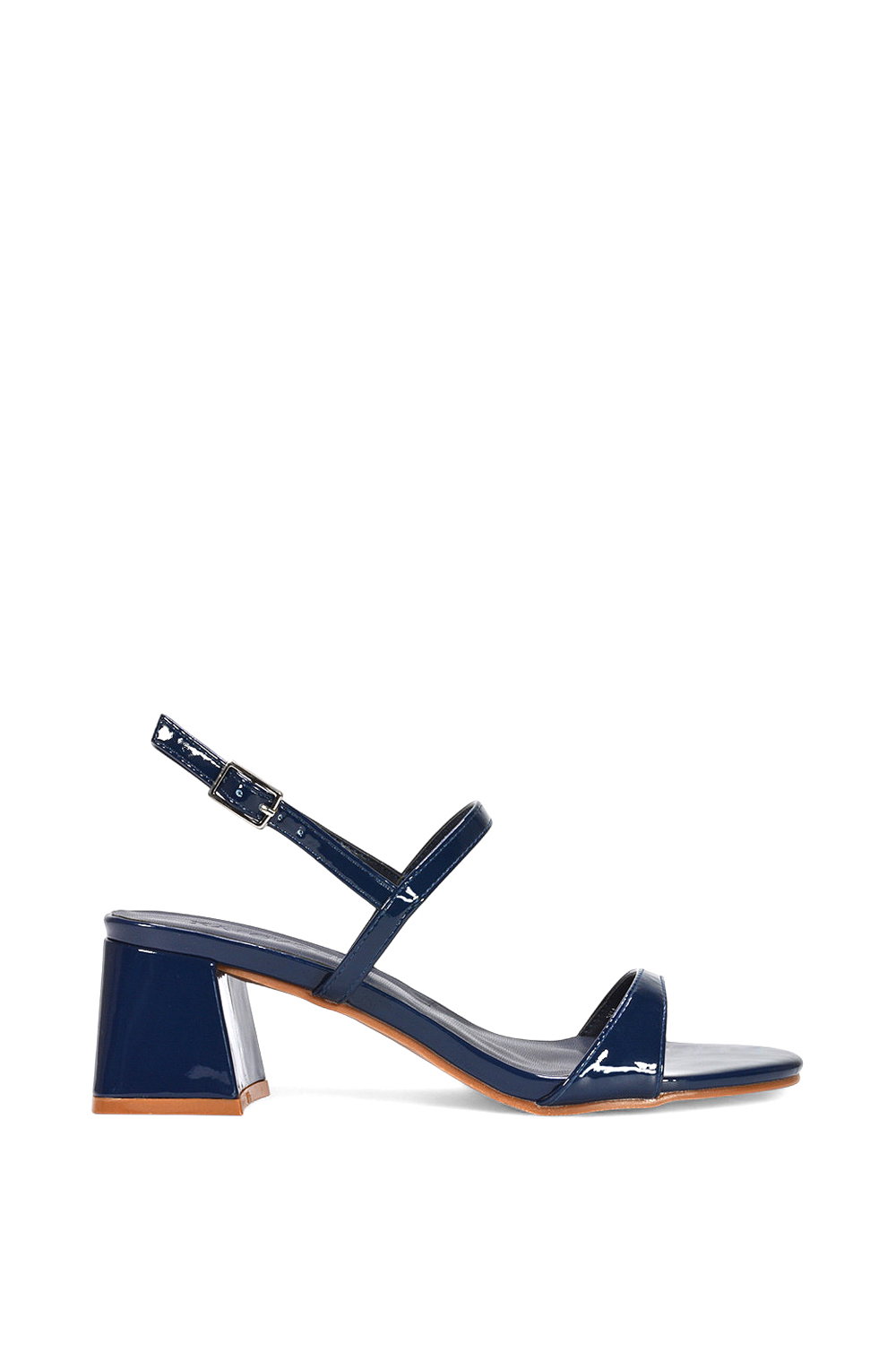 Black 'Izzy' Strappy Slingback Peep Toe Mid Block Heel Sandals