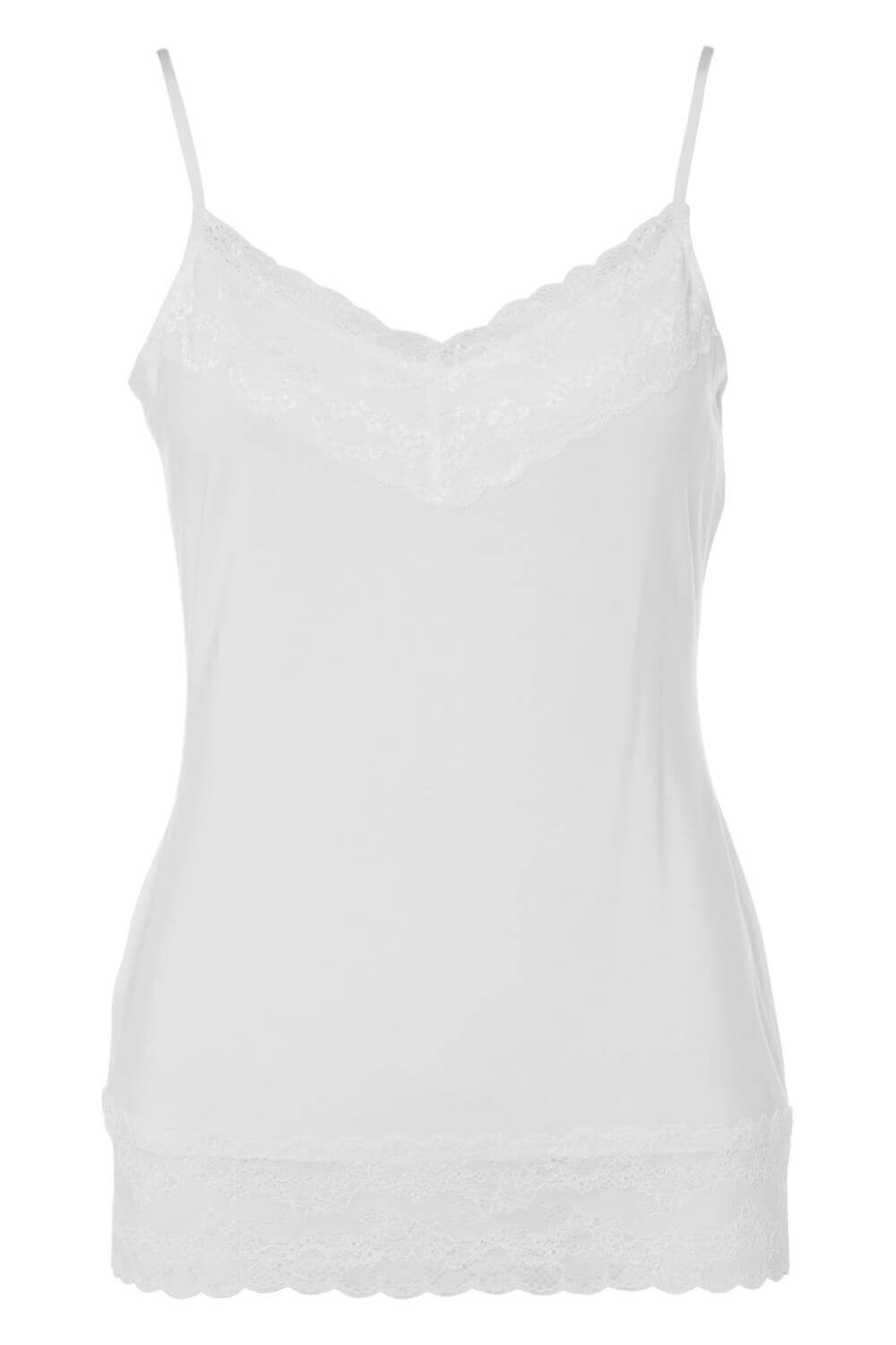 Ivory Lace Trim Camisole Top, Image 6 of 5