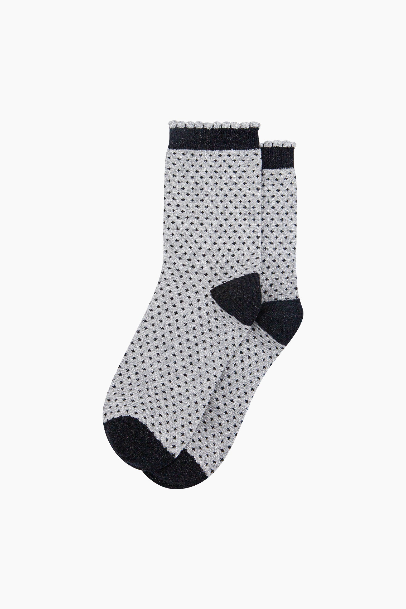 Grey Sock Talk Grey Polka Dots Combed Cotton Glitter Socks, Image 2 of 4