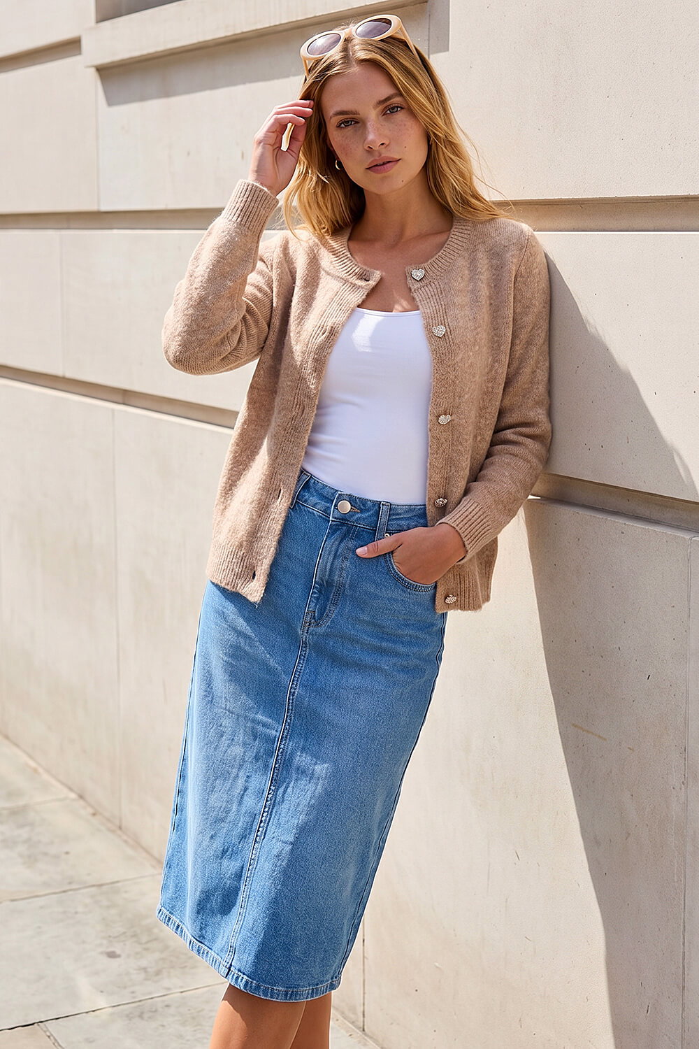Biscuit Sparkle Heart Button Cardigan, Image 3 of 4