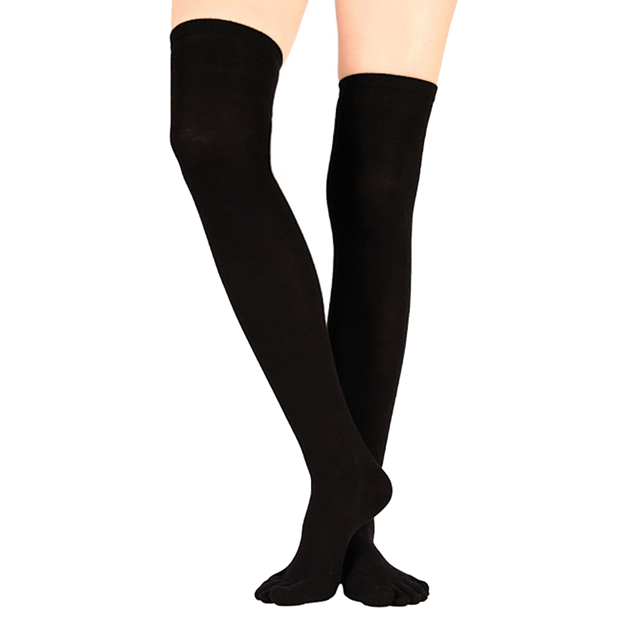 Black Over The Knee Moisture Wicking Toe Socks, Image 5 of 5