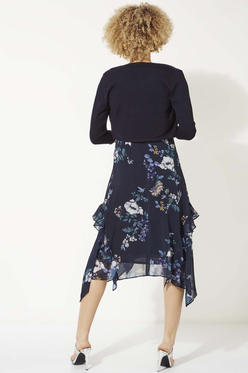 Navy Lace Trim Bolero Shrug, Image 3 of 4