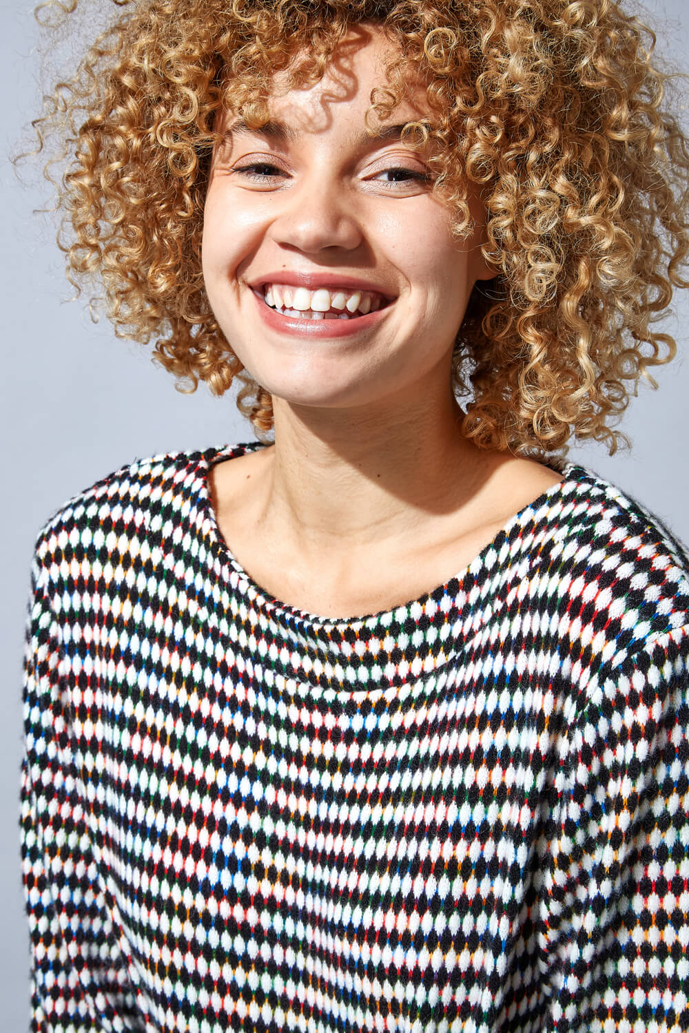 Ivory Rainbow Textured Tunic Top, Image 5 of 4