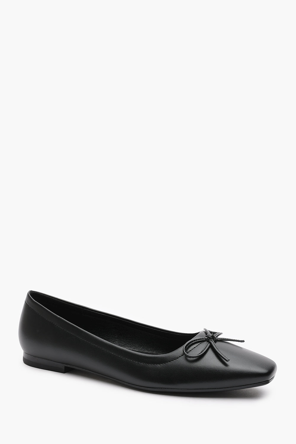 Black Mira Suede Ballet Flats With Front Bow Detail, Image 3 of 6