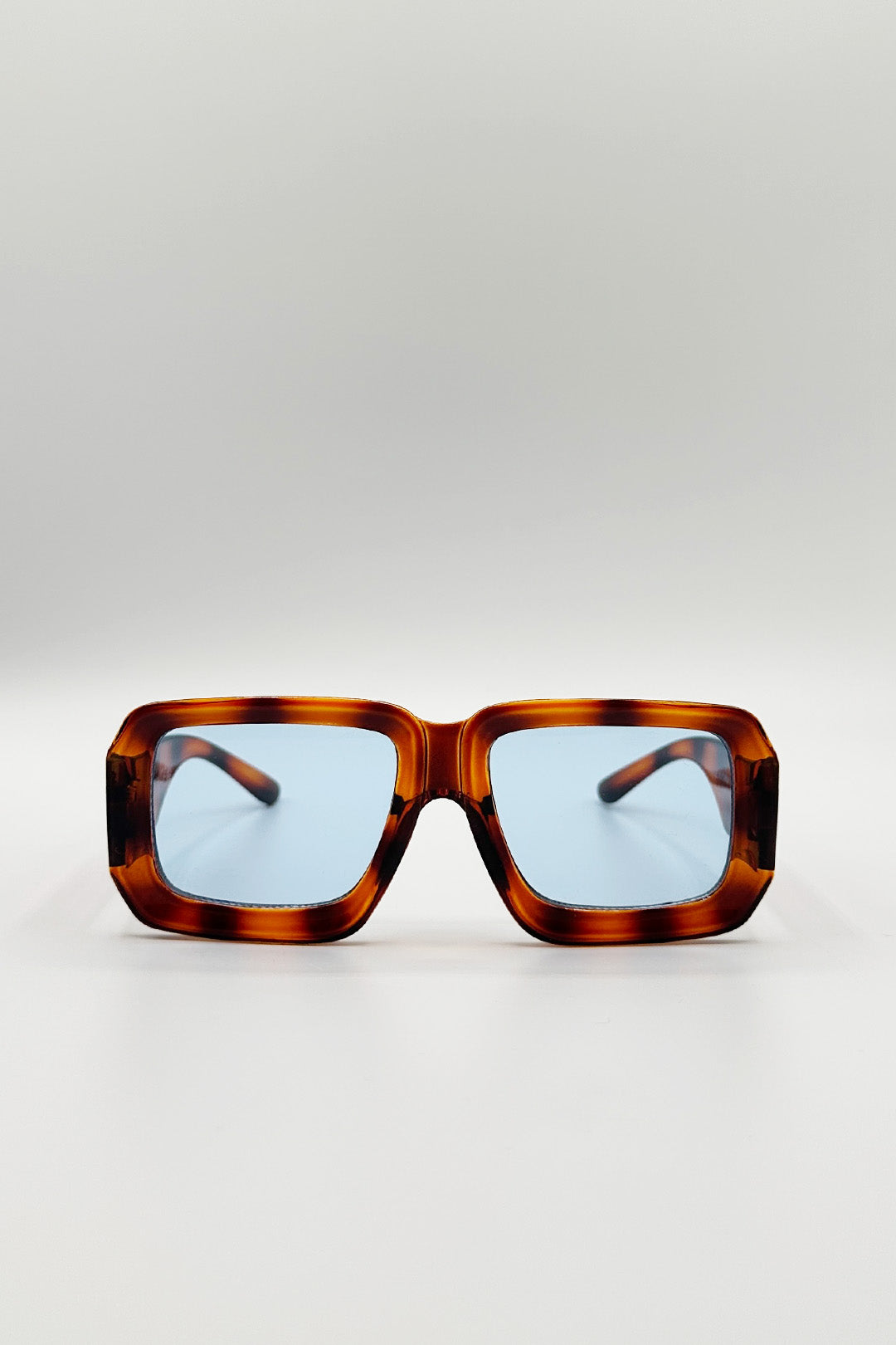 Brown Oversized Square Frame Sunglasses In Brown Stripe, Image 2 of 4