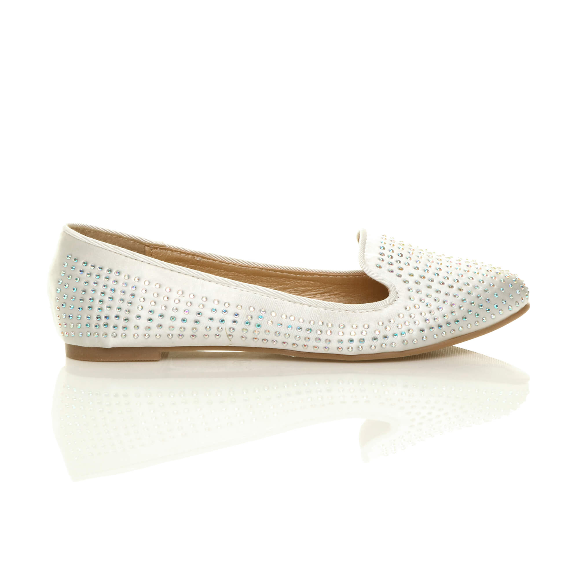 Ivory AJVANI Ivory Flat Diamante Loafers Ballet Pumps, Image 2 of 8