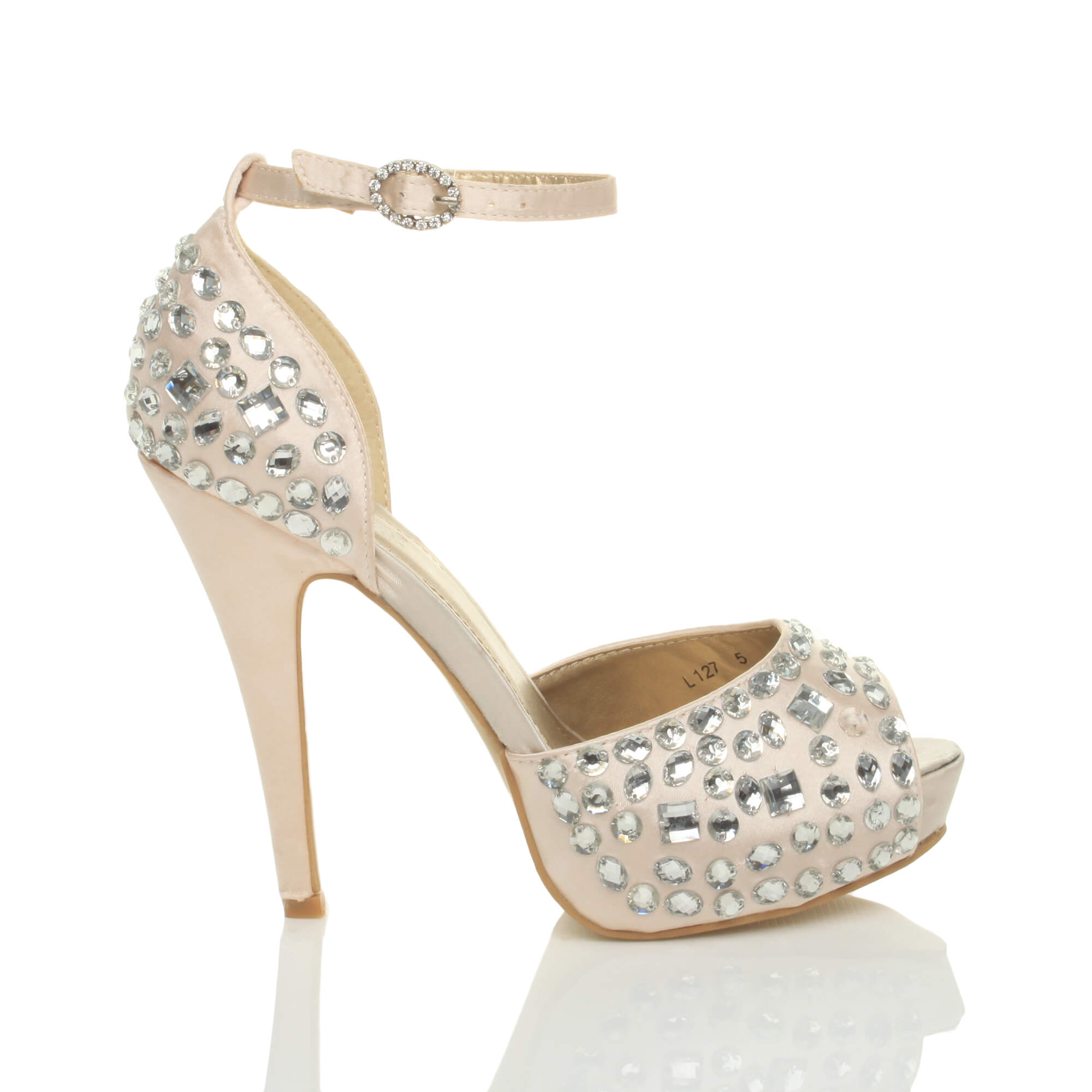 High Heel Gem Ankle Strap Peep Toe 2 Part Heels, Image 2 of 5