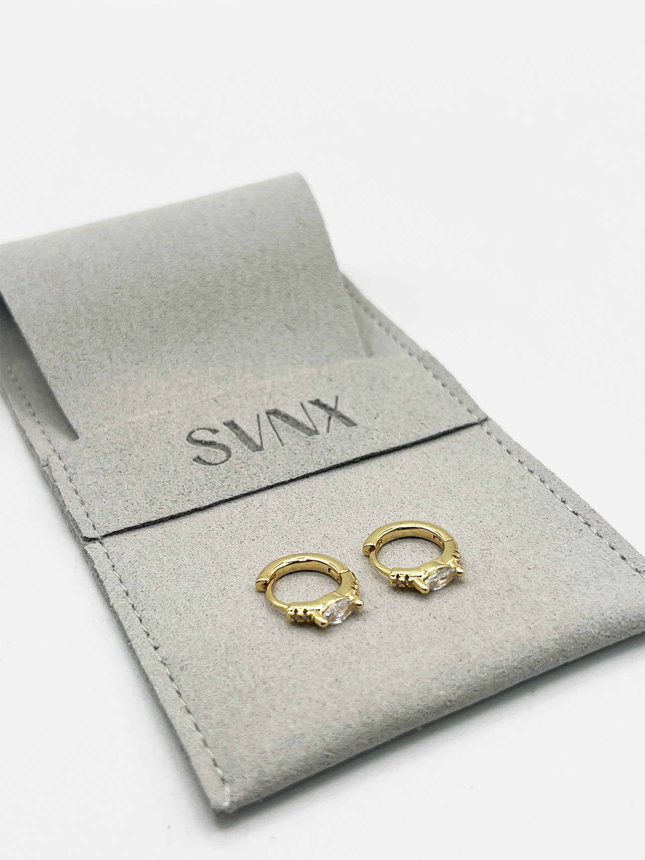 Gold Oval Huggie Hoops, Image 3 of 4