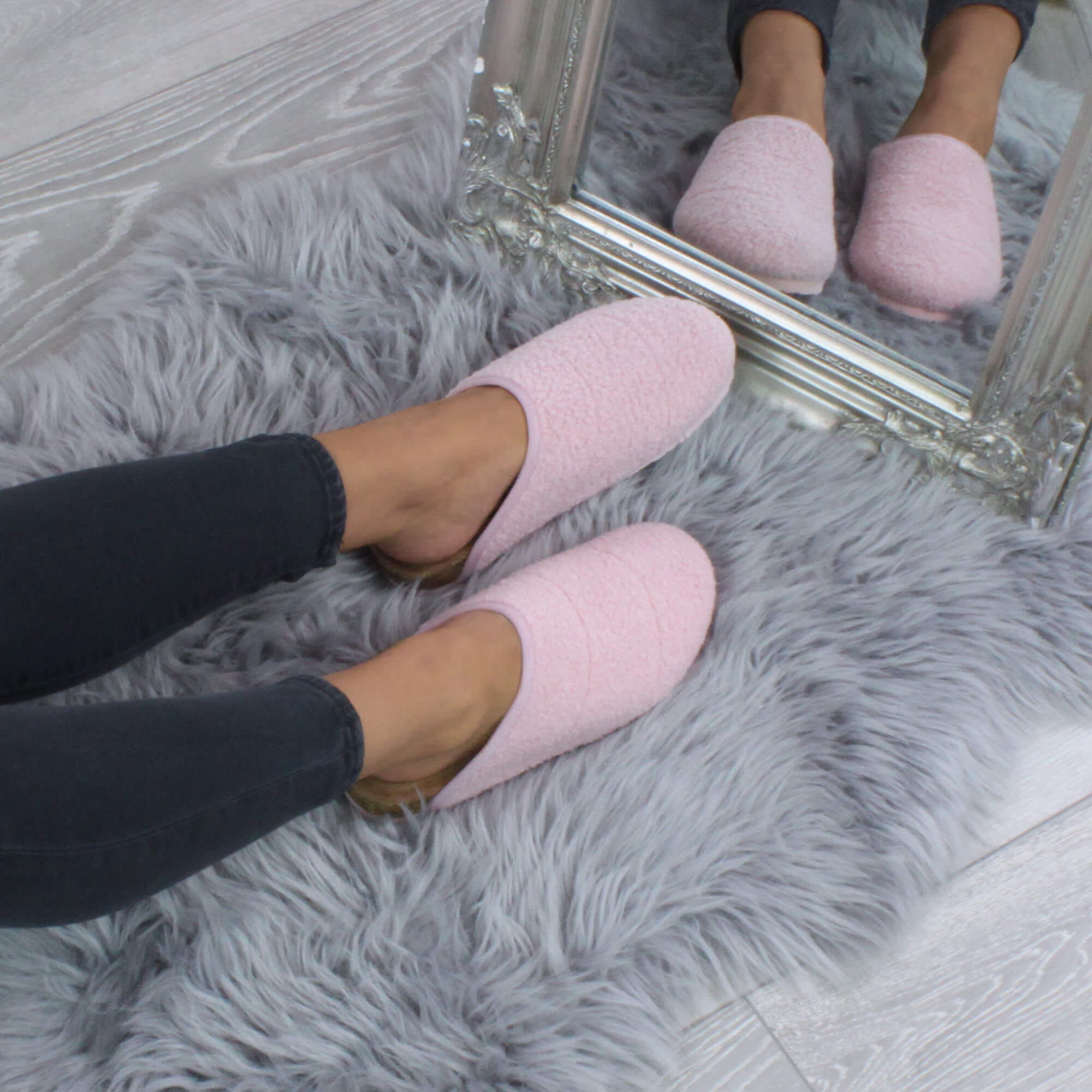 Pink AJVANI Pink Footbed Mules Slippers, Image 5 of 6