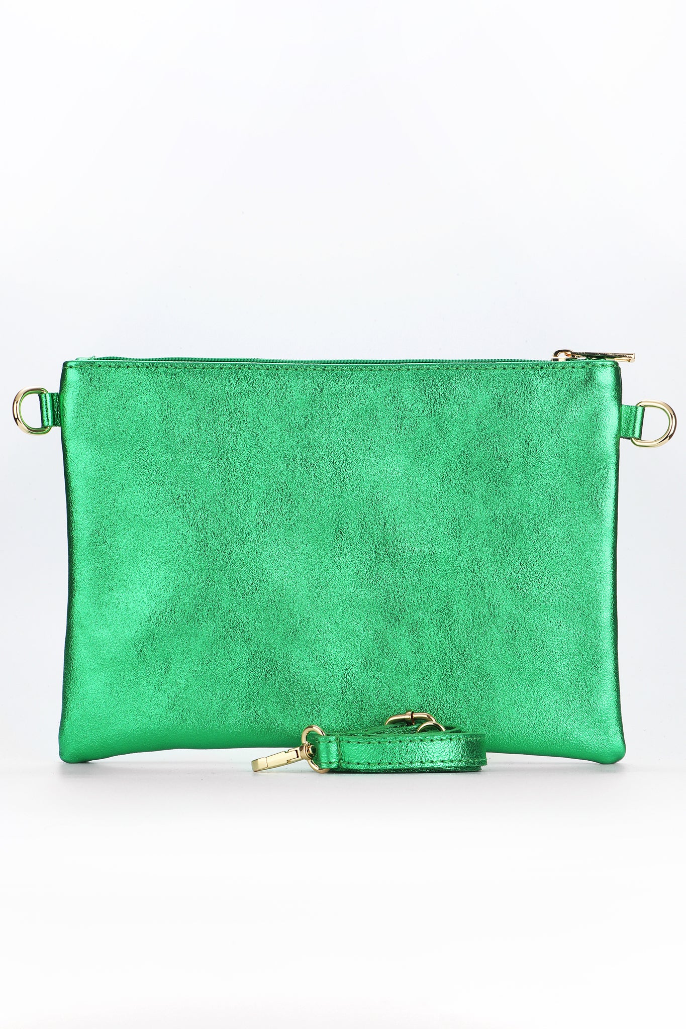 Green Rainbow Striped Italian Leather Clutch Bag, Image 2 of 2