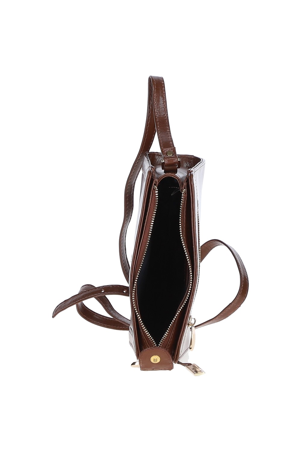 Tan Compact Real Leather Shoulder Bag, Image 5 of 5