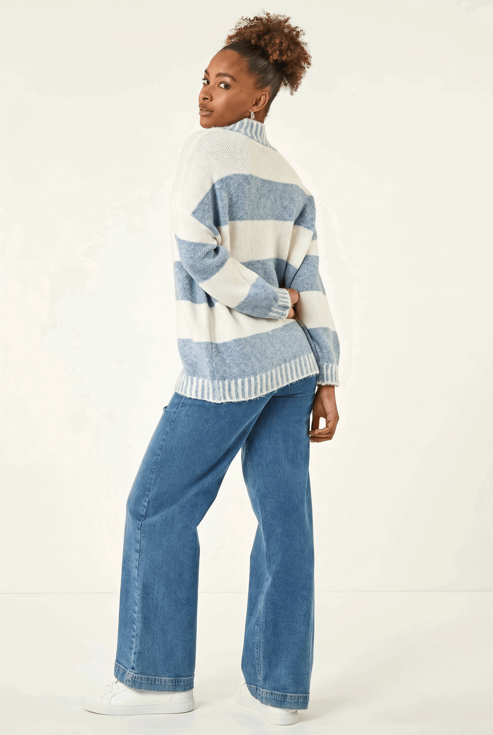 Ivory Stripe Knitted Jumper, Image 3 of 5