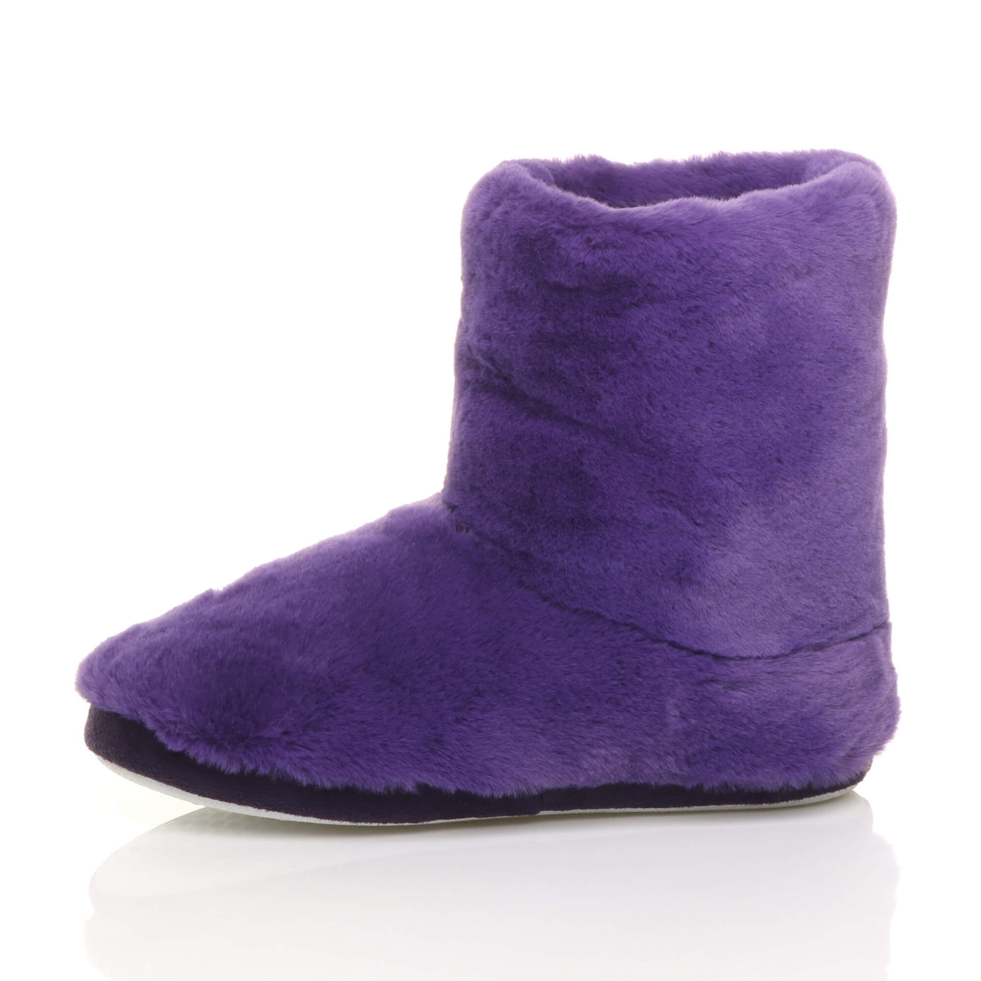 Purple AJVANI Purple Faux Fur Lined Slip On Memory Foam Mules Slippers, Image 3 of 6