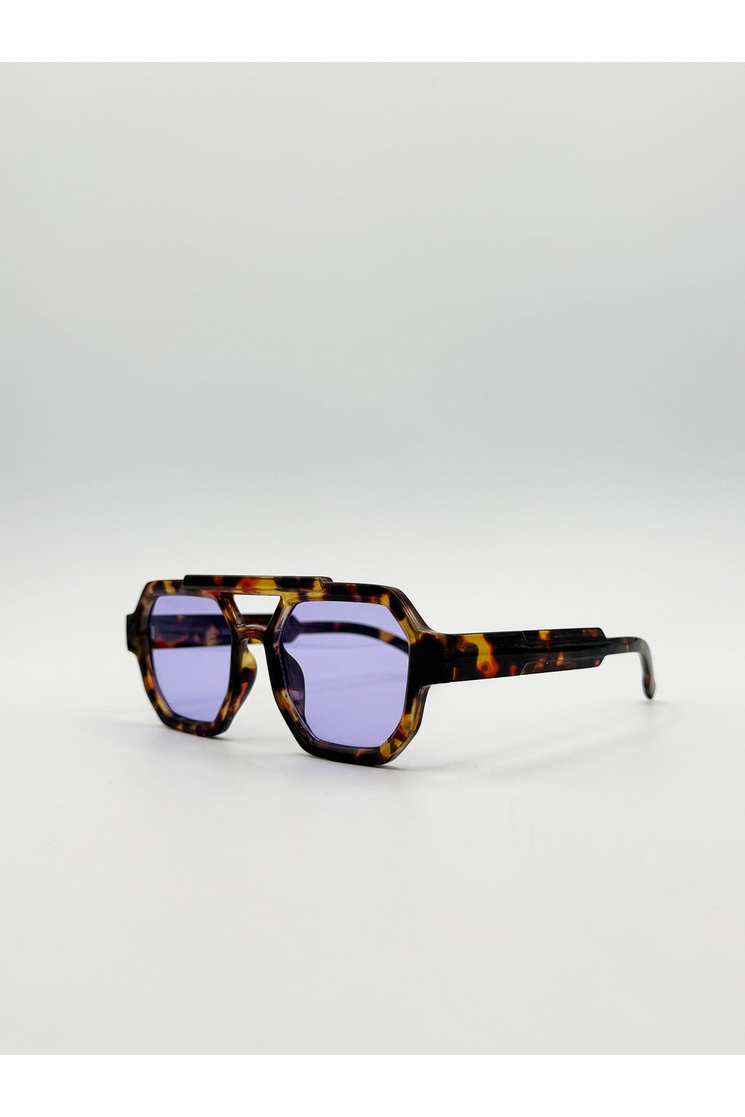 Dark Brown Angular Navigator Sunglasses, Image 2 of 4