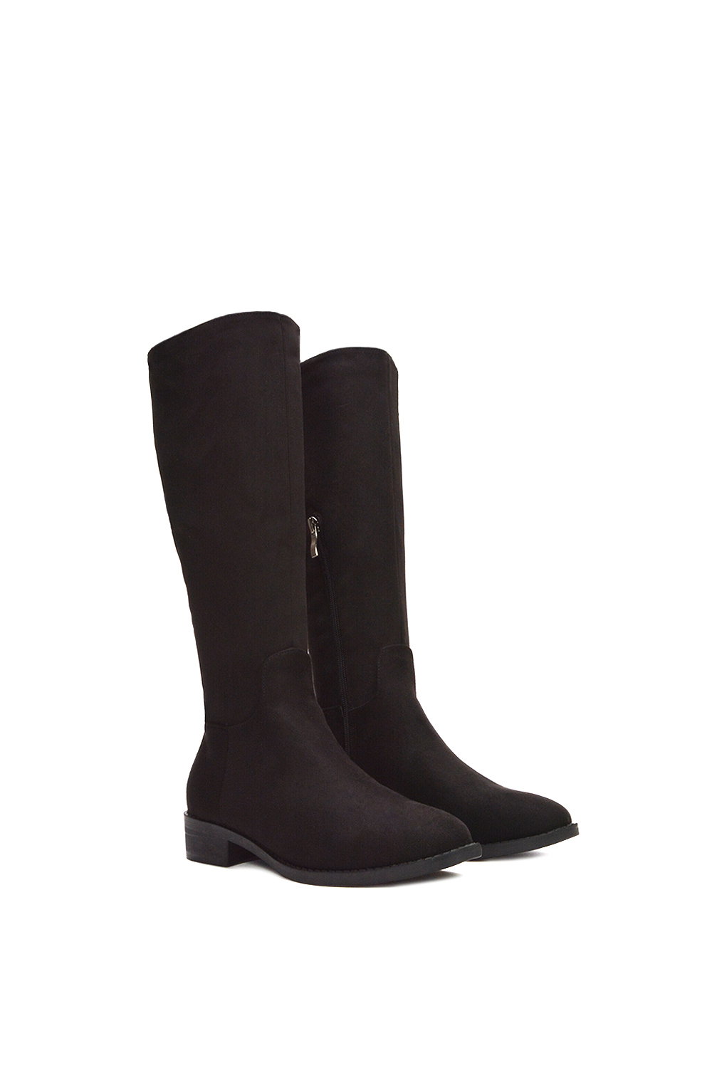 Black 'Lucia' Low Block Heel Knee High Riding Boots, Image 3 of 6