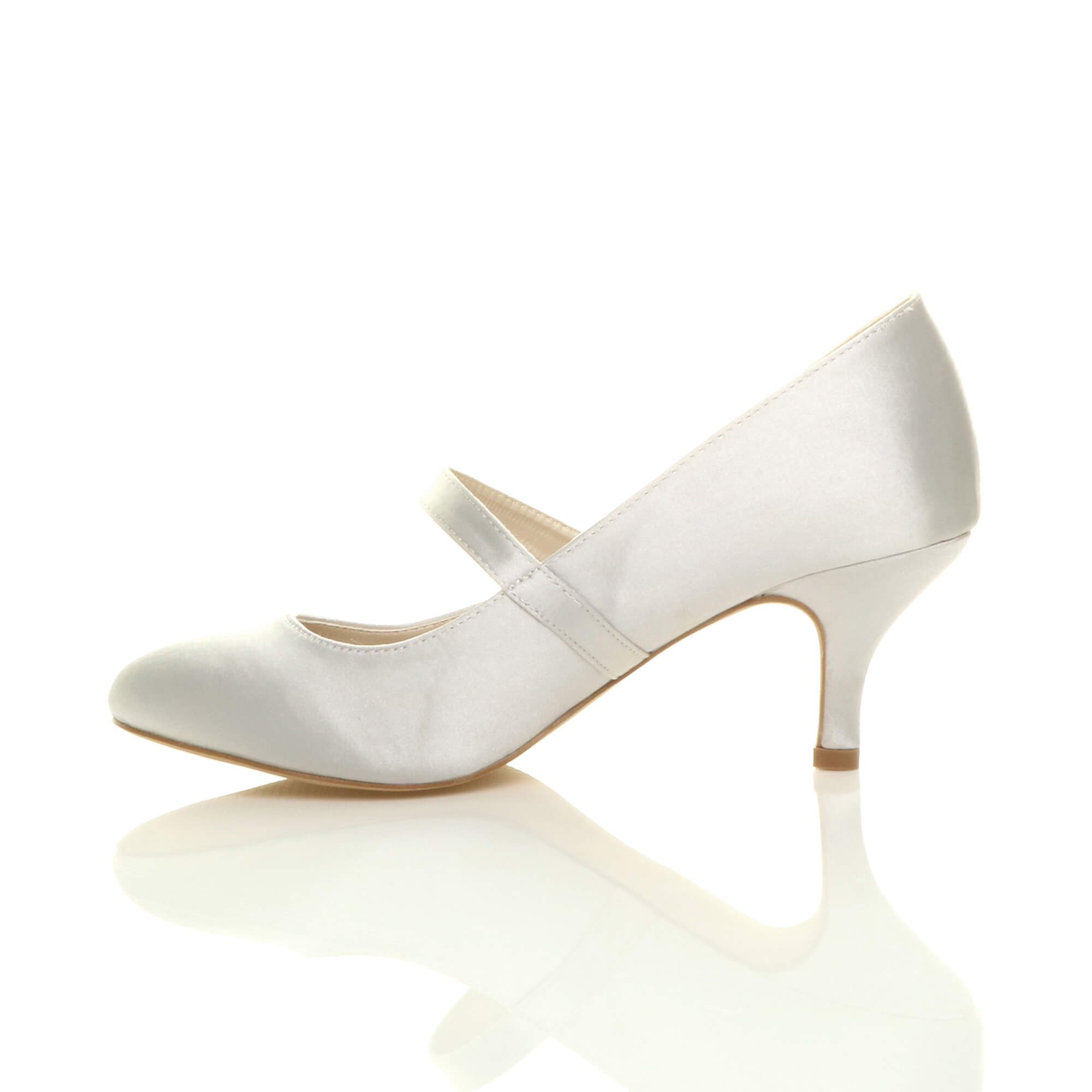 Silver AJVANI Silver Mid Heel Mary Jane Court Shoes, Image 3 of 6