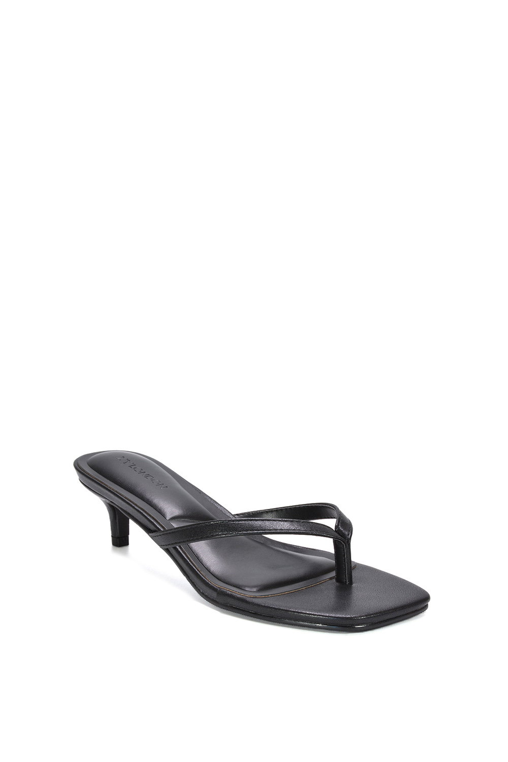 Black XY LONDON Black 'Violet' Slip On Flip Flop Kitten Heel Mule Heeled Sandals, Image 2 of 6