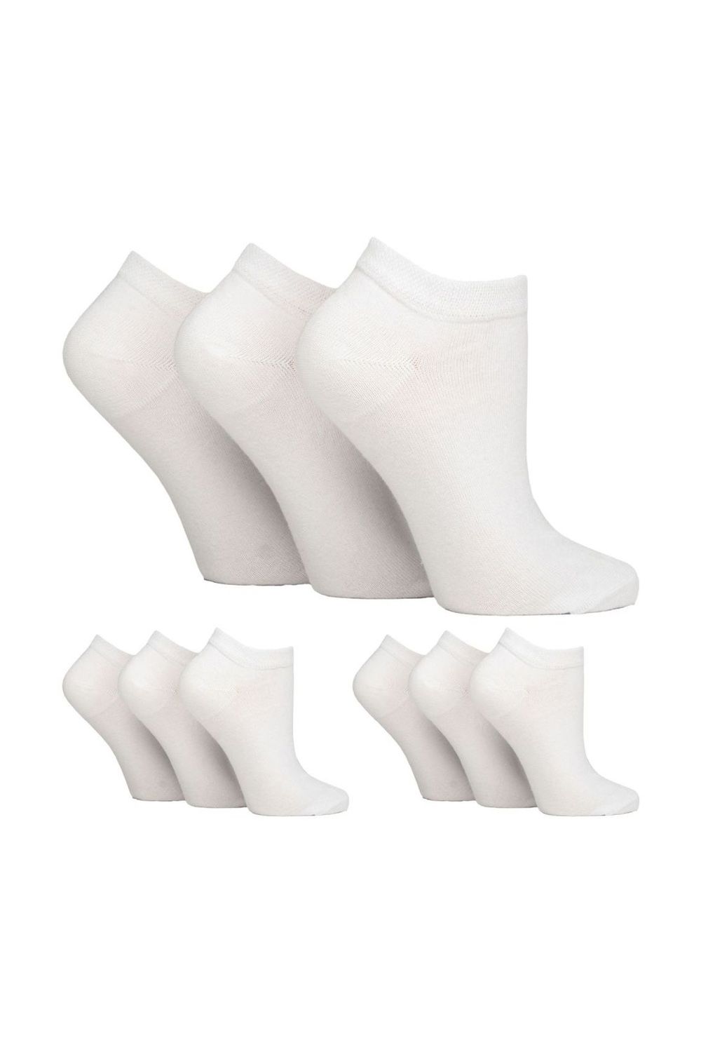 White 9 Pack Honeycomb Top Ankle Cotton Socks, Image 1 of 3