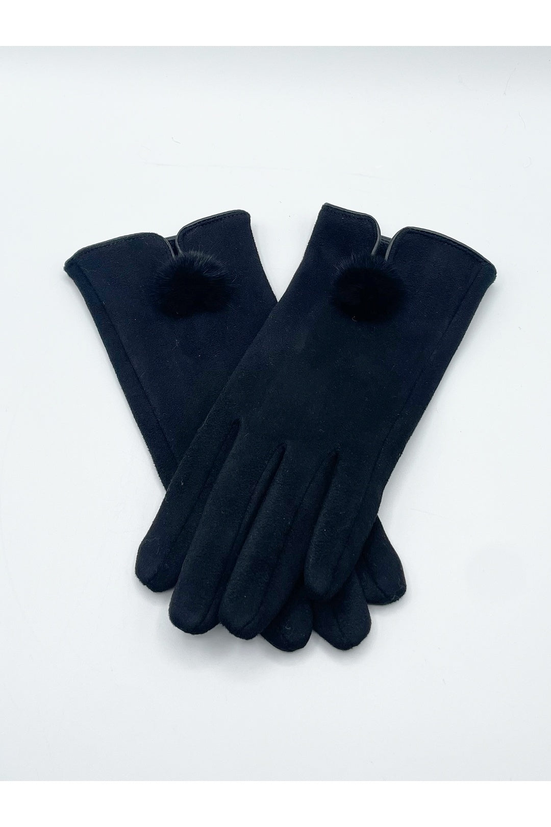 Black Gloves With Pom Pom, Image 4 of 5