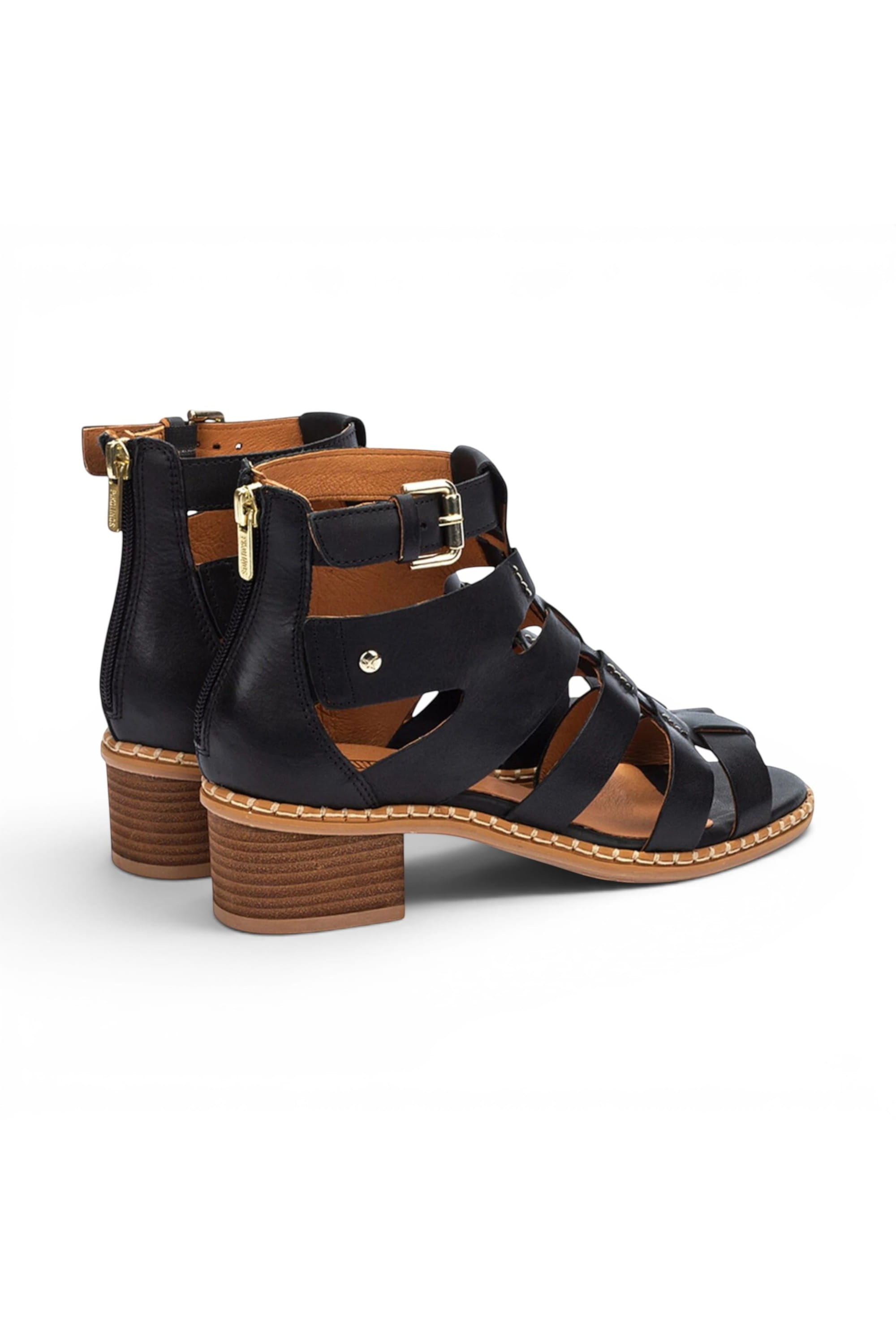 Black Womens Soft Block Heel Sandals W3H-1823, Image 5 of 8