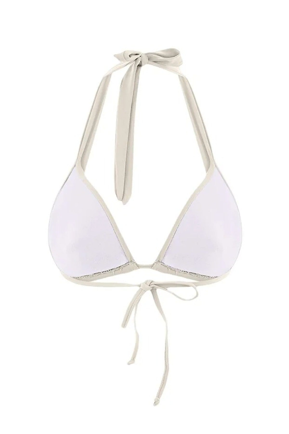 White Tunnel Detail Halterneck Triangle Bikini Top, Image 3 of 5