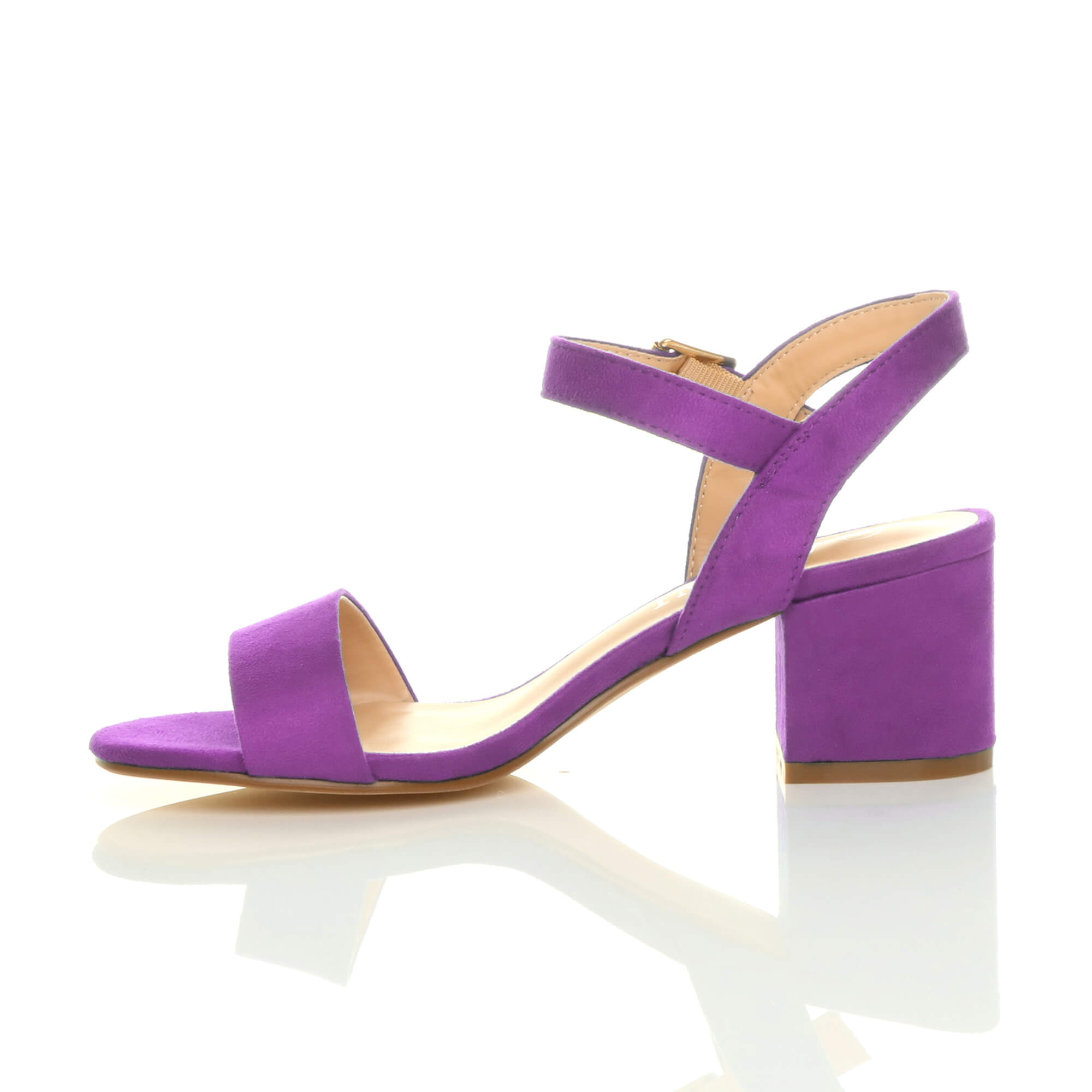 Purple AJVANI Purple Mid Block Heel Strappy Sandals, Image 3 of 5