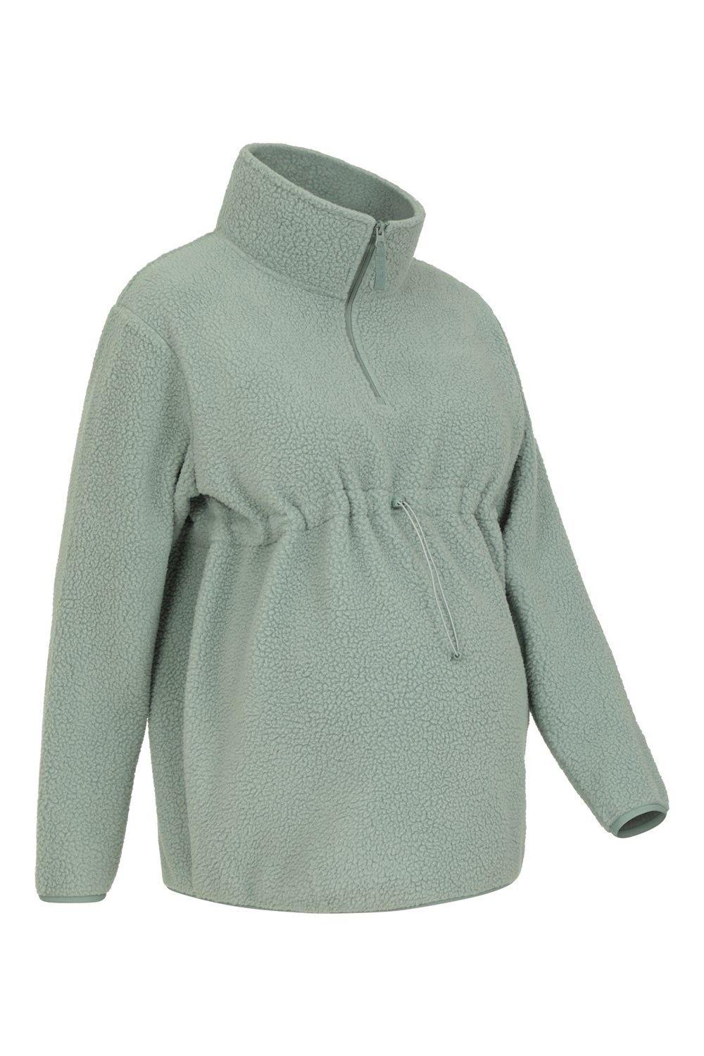 Khaki Cosy Sherpa Half Zip Maternity Fleece Top, Image 5 of 6