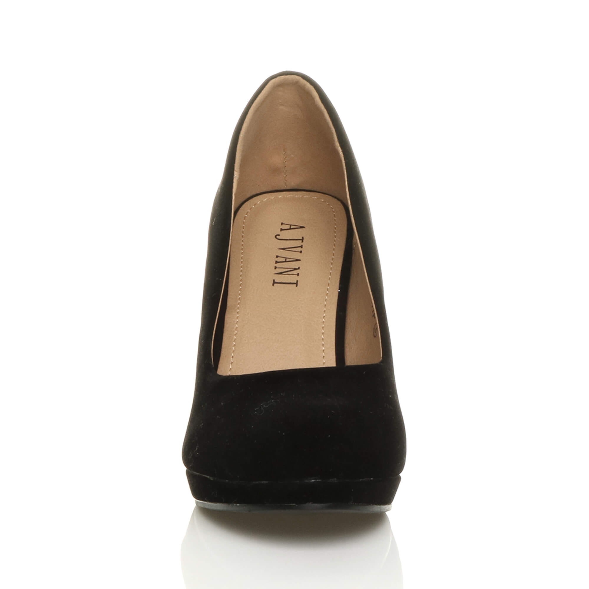 Black AJVANI Black Mid High Heel Court Shoes, Image 6 of 6