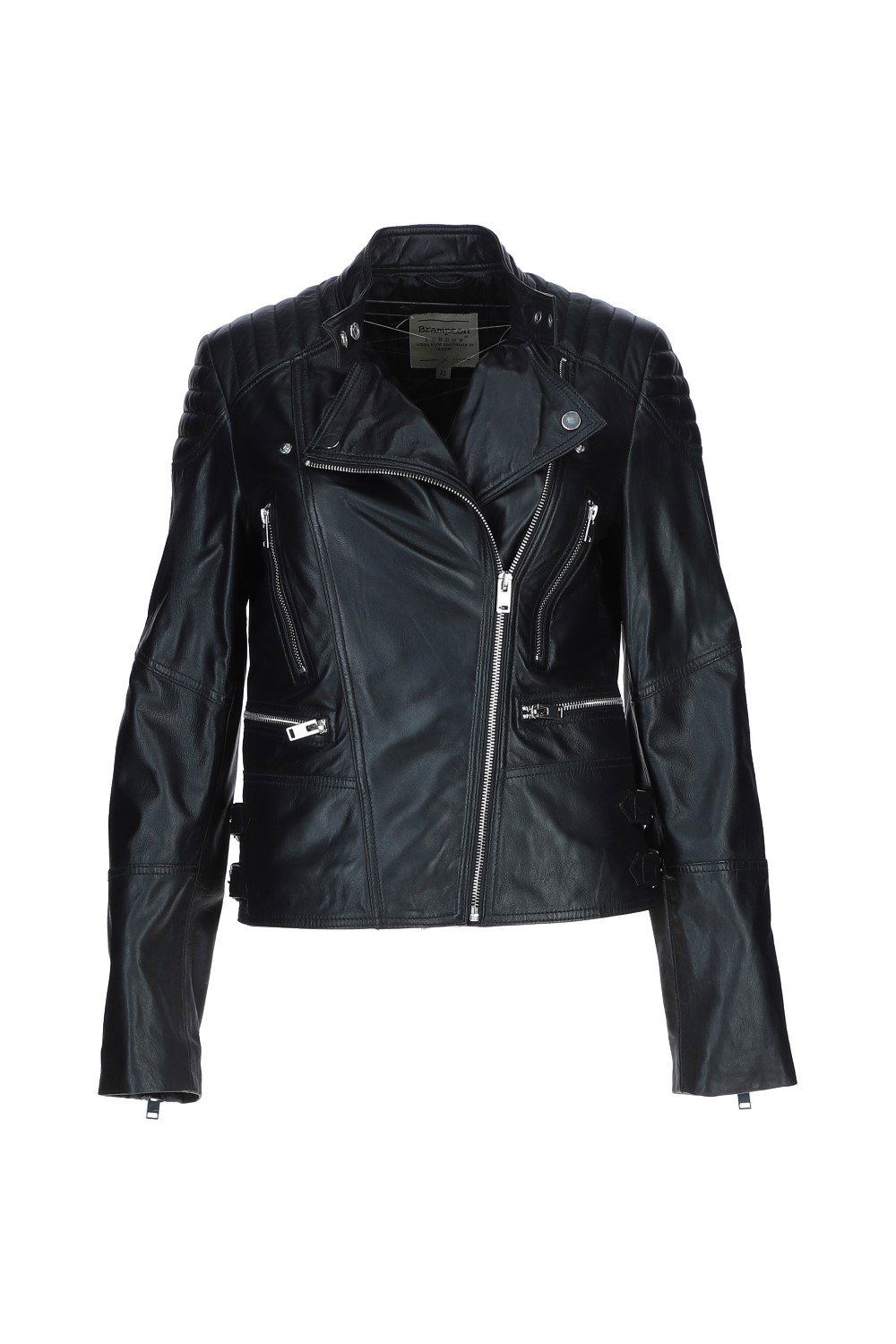Black Brampton London Black 'B Soho' Real Leather Biker Jacket, Image 3 of 6