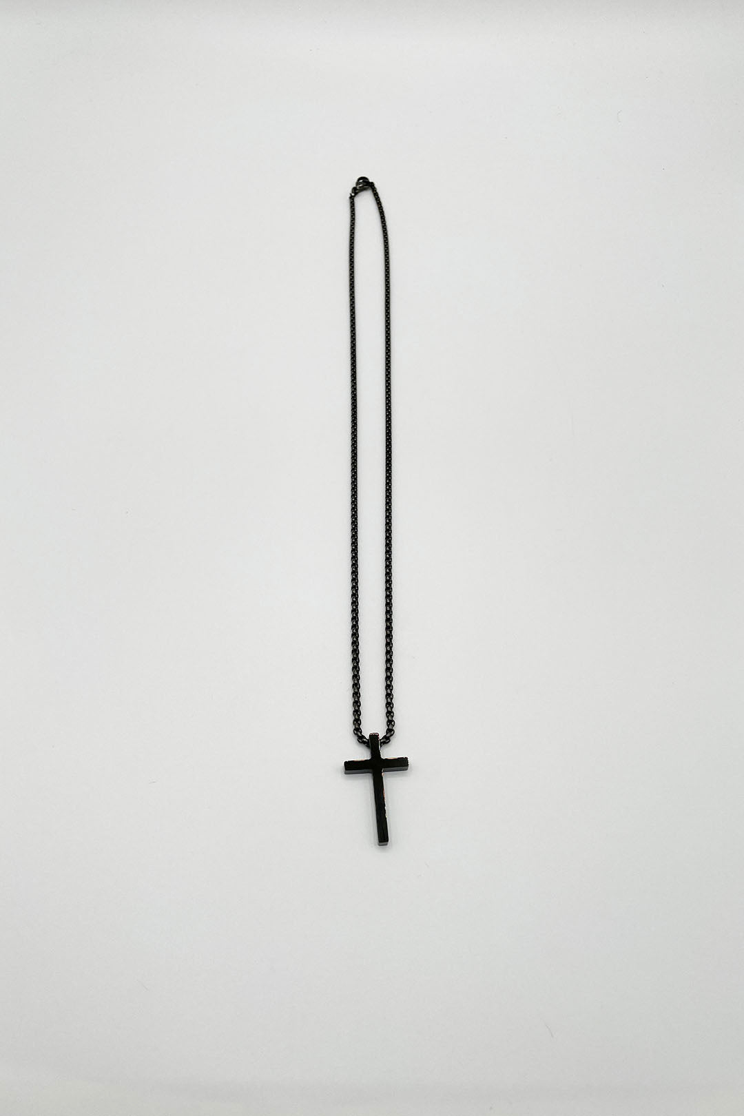 Black Cross Pendant Necklace in Black, Image 3 of 4