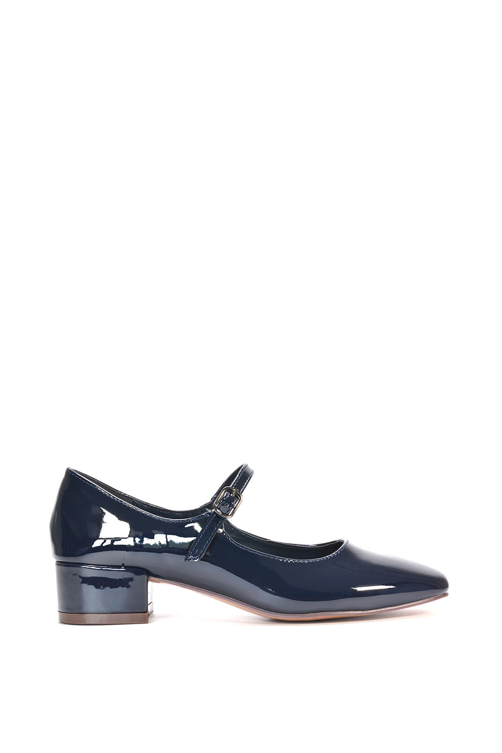 Black 'Jenna' Mary Jane Low Heel Court Shoes With Square Toe