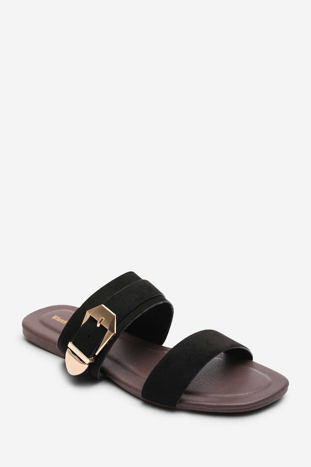 Black Orlina Two Strap Side Buckle Sandal, Image 3 of 5