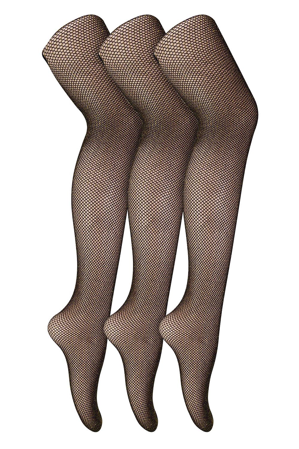 Black 3 Pairs Fishnet Ladies Tights | Footed Pretty Stocking Ideal For Dance Party