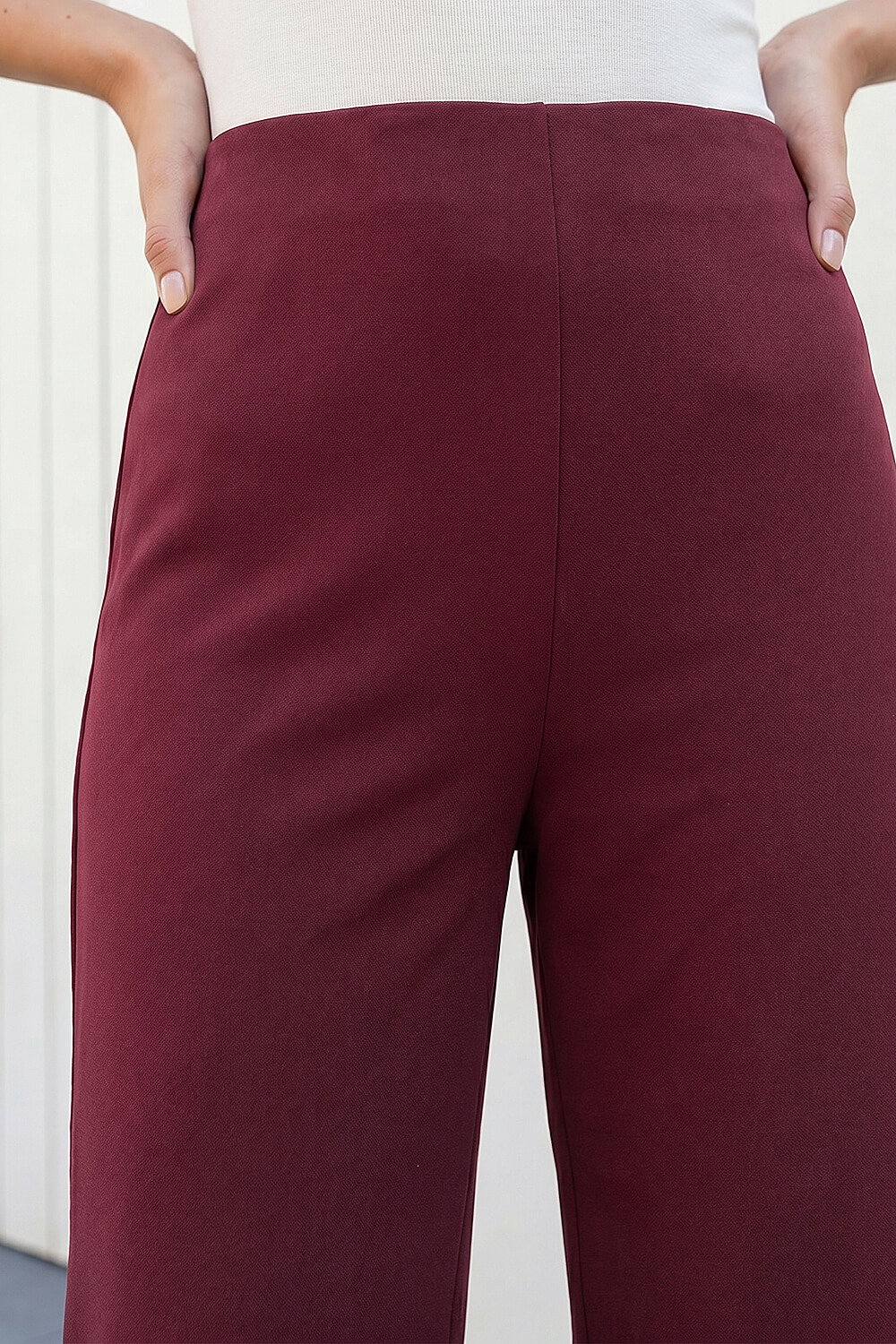 Wine Petite Wide Leg Trouser, Image 5 of 4