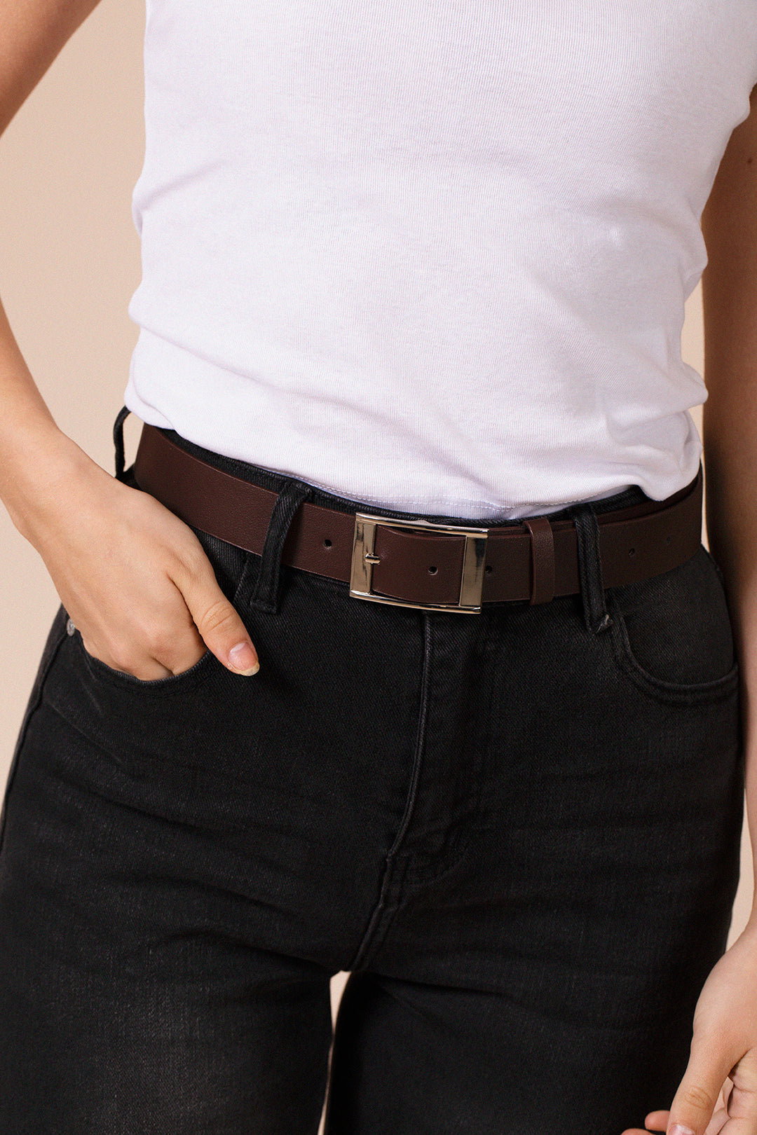 Black Square Buckle Belt