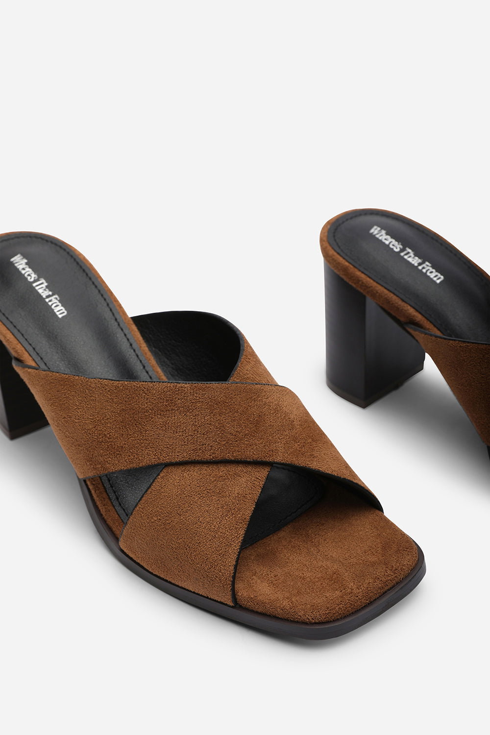 Brown Livana Crossover Strap Block Heel Sandal, Image 5 of 6