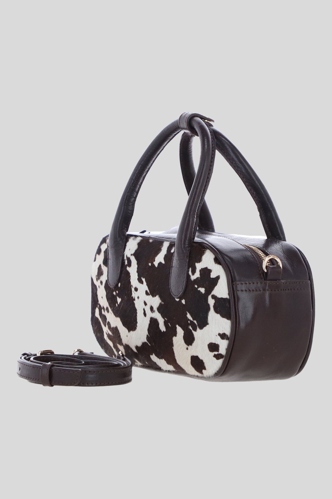 Multi Real Hair-On Leather Mini Bowler Handbag, Image 2 of 4